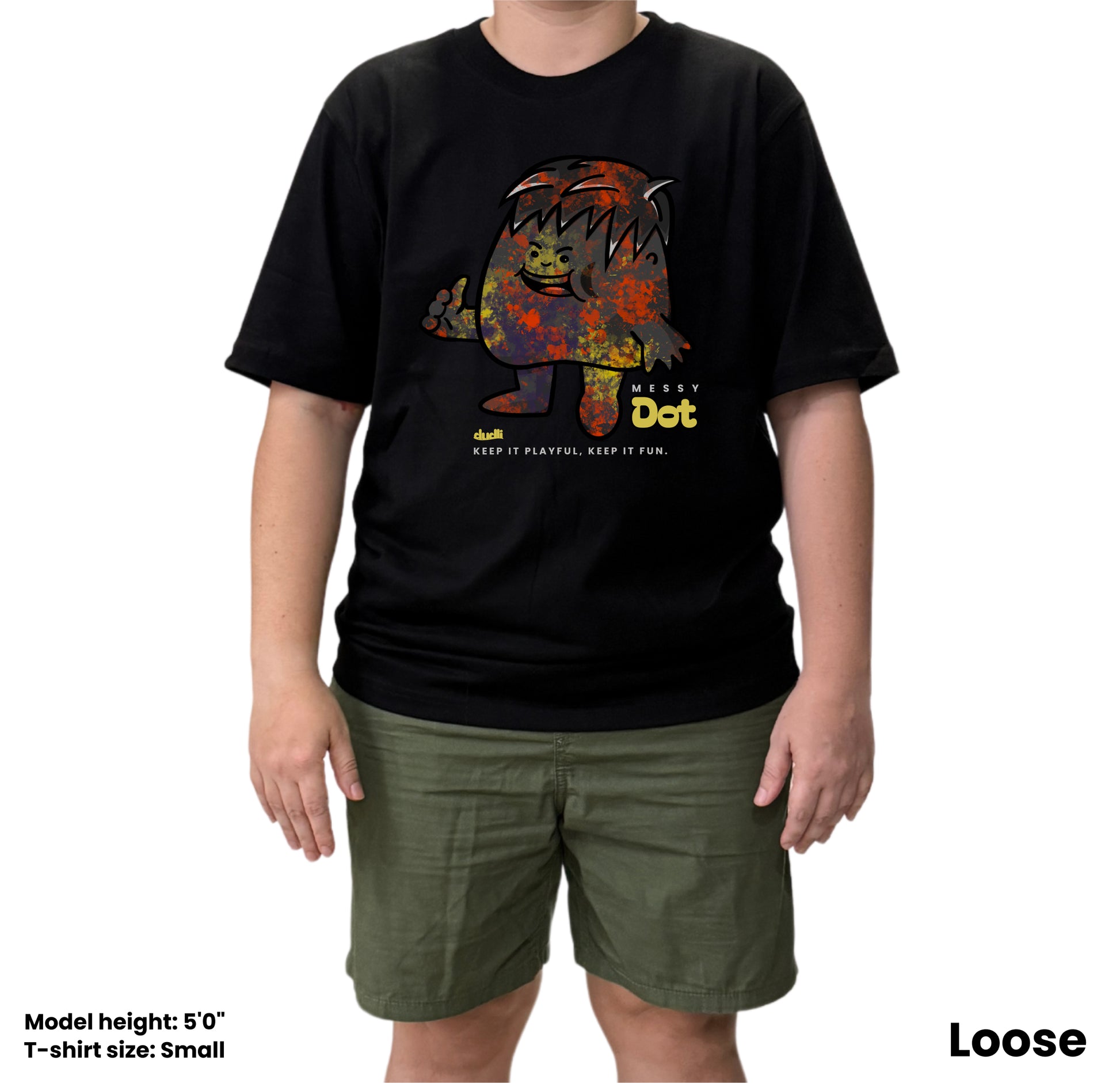 Dudli Playful Graphic Tshirts - Dot Lab Messy Dot - Black - oversized_fit