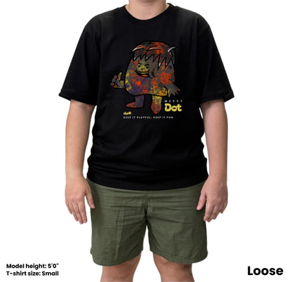 Dudli Playful Graphic Tshirts - Dot Lab Messy Dot - Black - oversized_fit