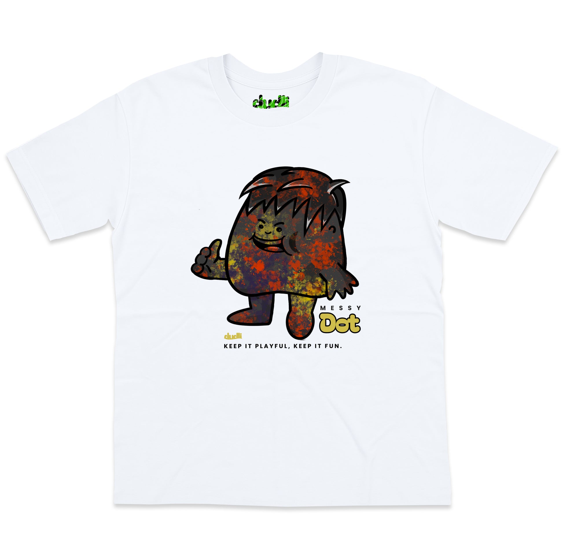 Dudli Playful Graphic Tshirts - Dot Lab Messy Dot - White - oversized_fit