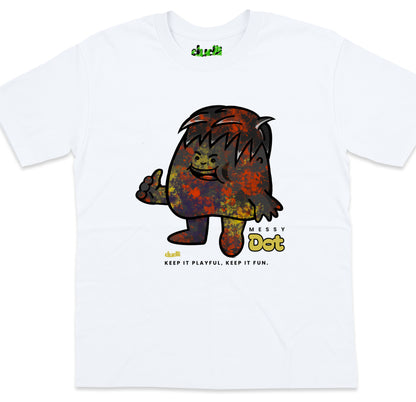 Dudli Playful Graphic Tshirts - Dot Lab Messy Dot - White - oversized_fit