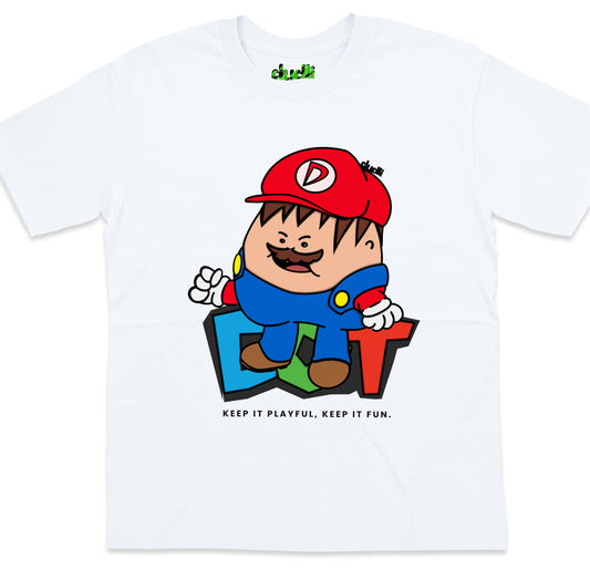 Dudli Playful Graphic T-shirts - Super Dot - White - oversized_fit