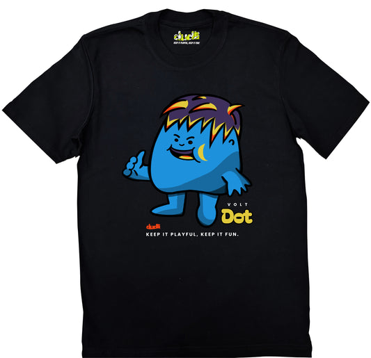 Dudli Playful Graphic Tshirts - Dot Lab Volt Dot - Black - regular_fit