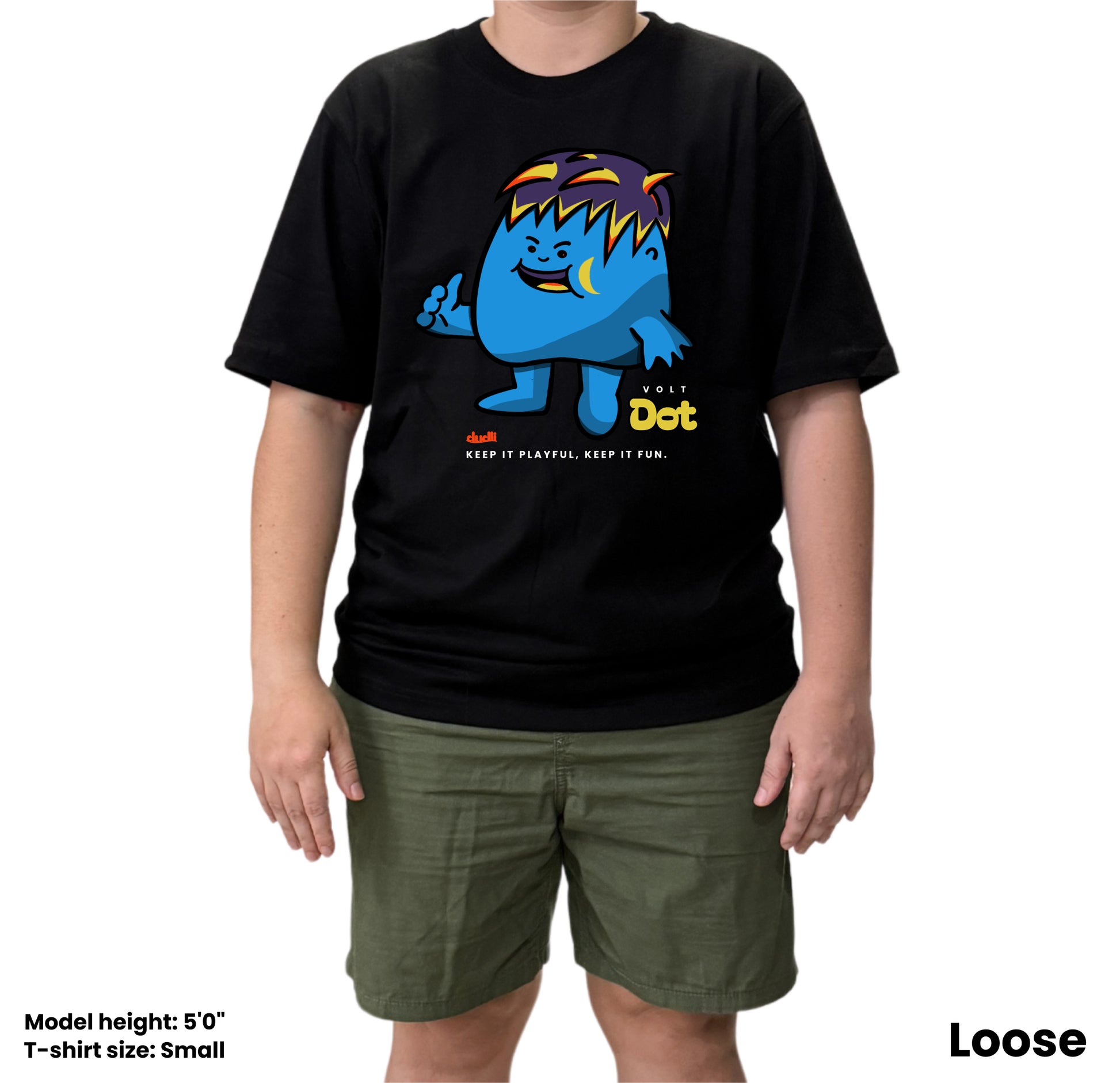 Dudli Playful Graphic Tshirts - Dot Lab Volt Dot - Black - oversized_fit