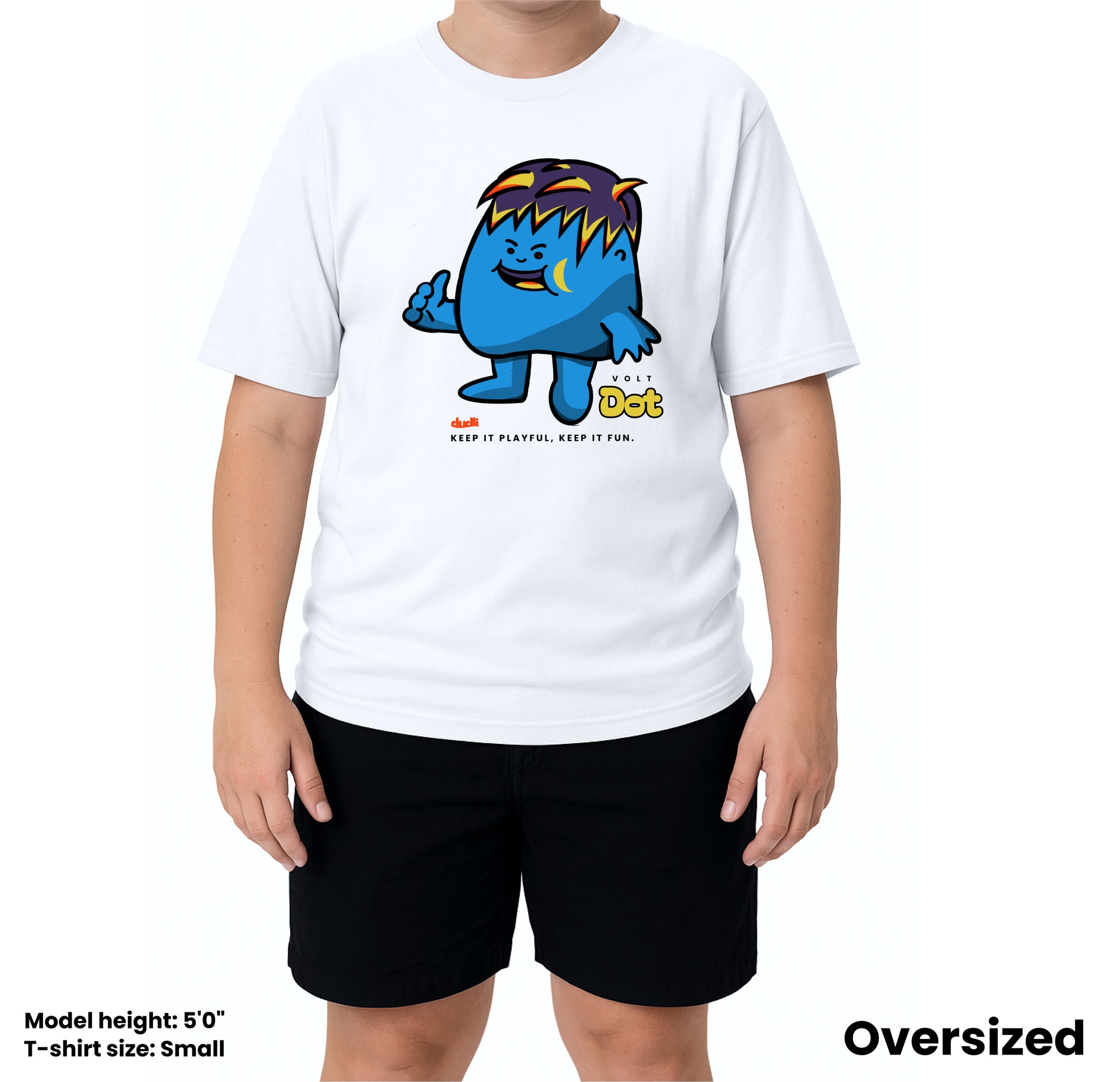 Dudli Playful Graphic Tshirts - Dot Lab Volt Dot - Black - oversized_fit