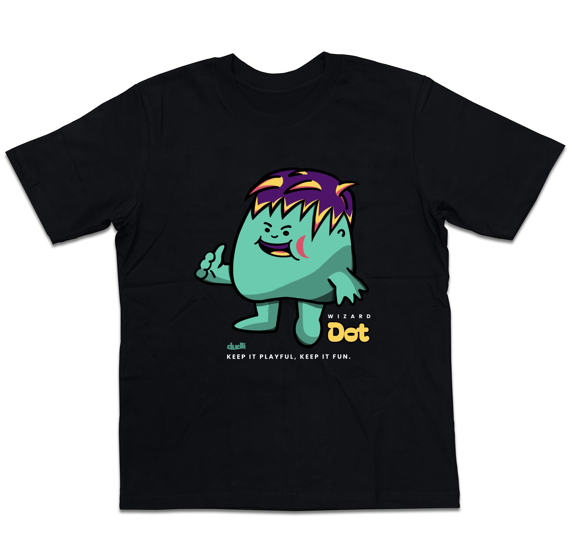 Dudli Playful Graphic Tshirts - Dot Lab Wizard Dot - Black - oversized_fit
