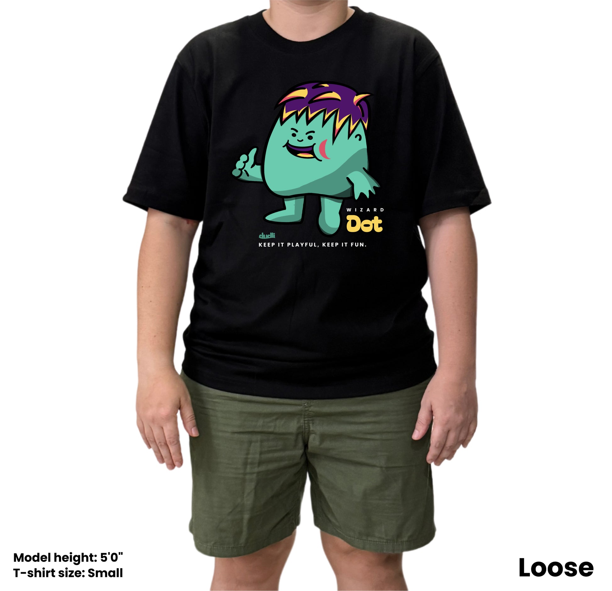 Dudli Playful Graphic Tshirts - Dot Lab Wizard Dot - Black - oversized_fit
