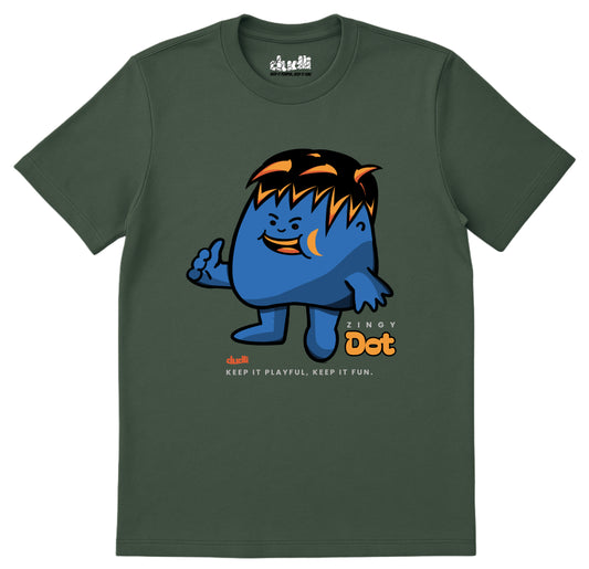 Dudli Playful Graphic Tshirts - Dot Lab Zingy Dot - Moss - regular_fit