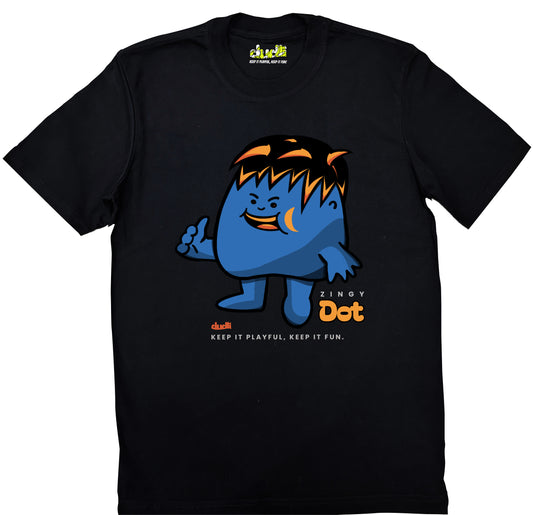 Dudli Playful Graphic Tshirts - Dot Lab Zingy Dot - Black - regular_fit