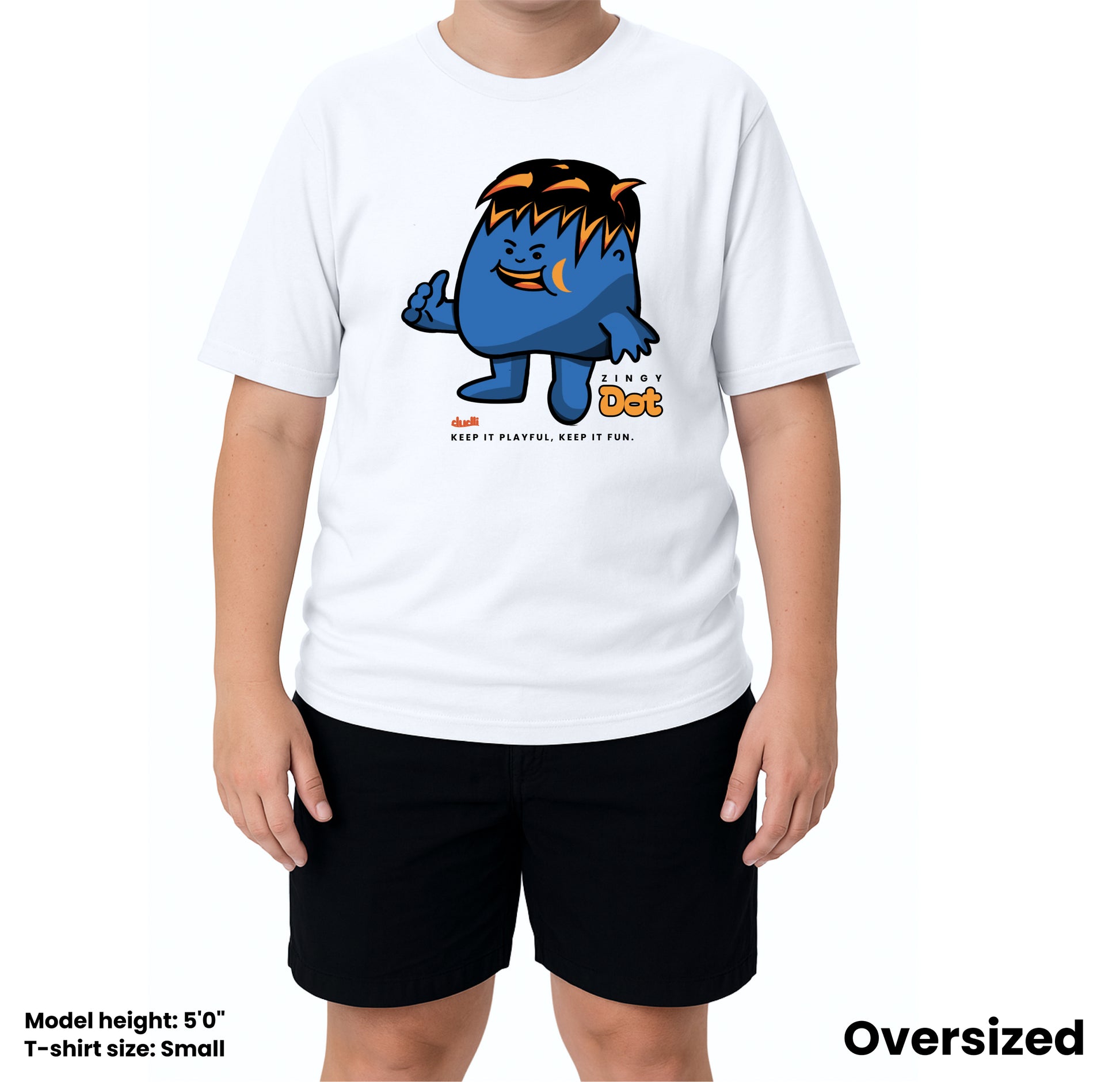 Dudli Playful Graphic Tshirts - Dot Lab Zingy Dot - White - oversized_fit