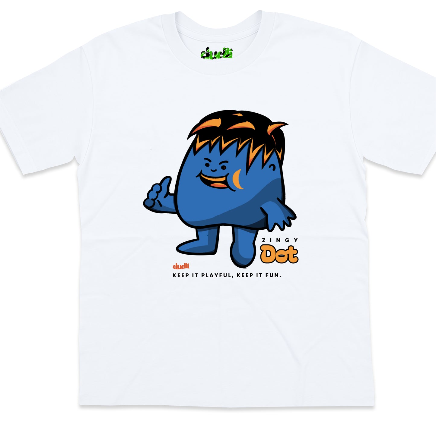 Dudli Playful Graphic Tshirts - Dot Lab Zingy Dot - White - oversized_fit
