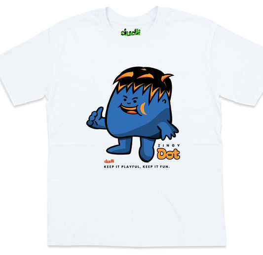 Dudli Playful Graphic Tshirts - Dot Lab Zingy Dot - White - oversized_fit