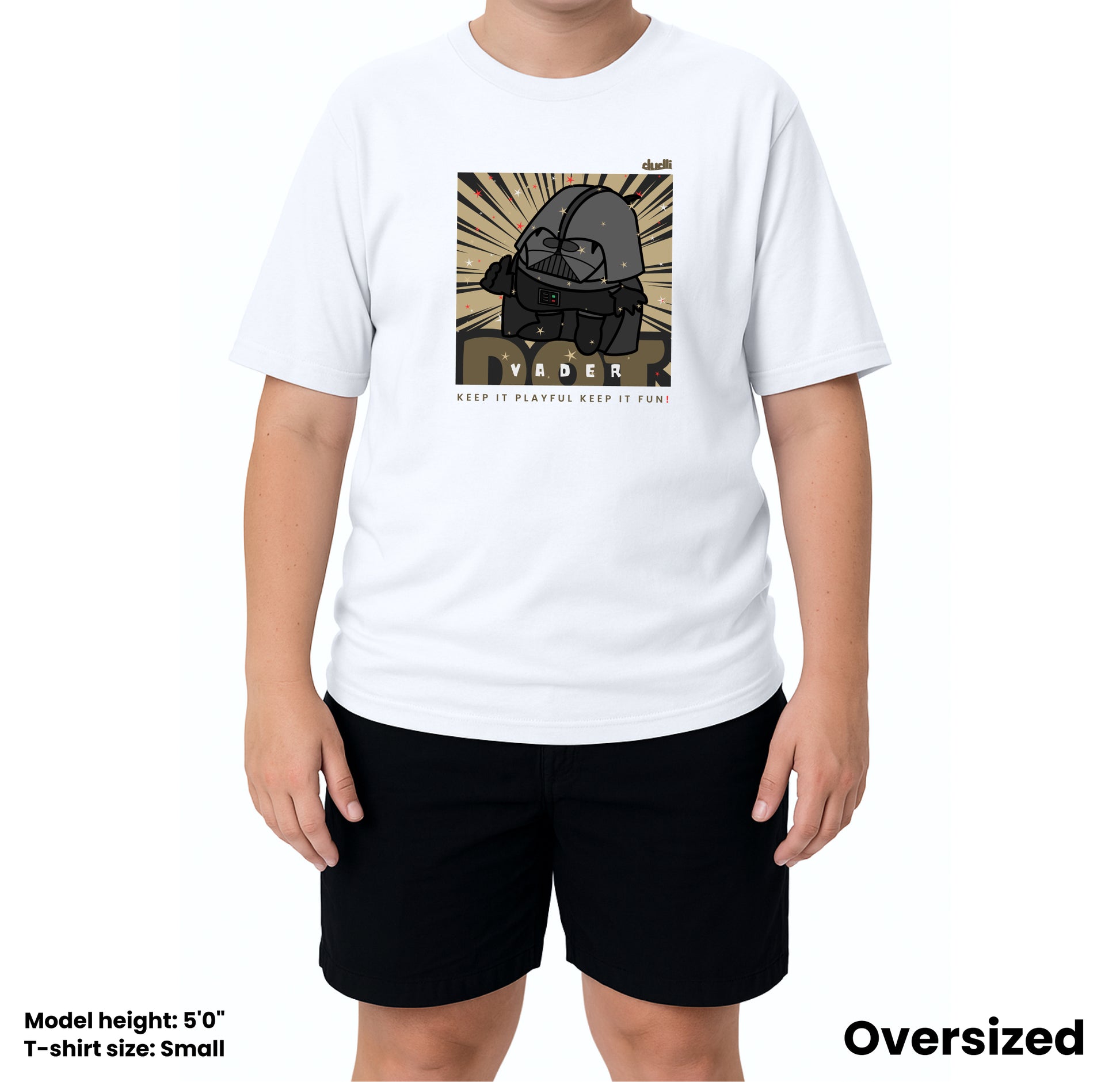 Dudli Playful Graphic Tshirts Dot Vader - White - oversized_fit