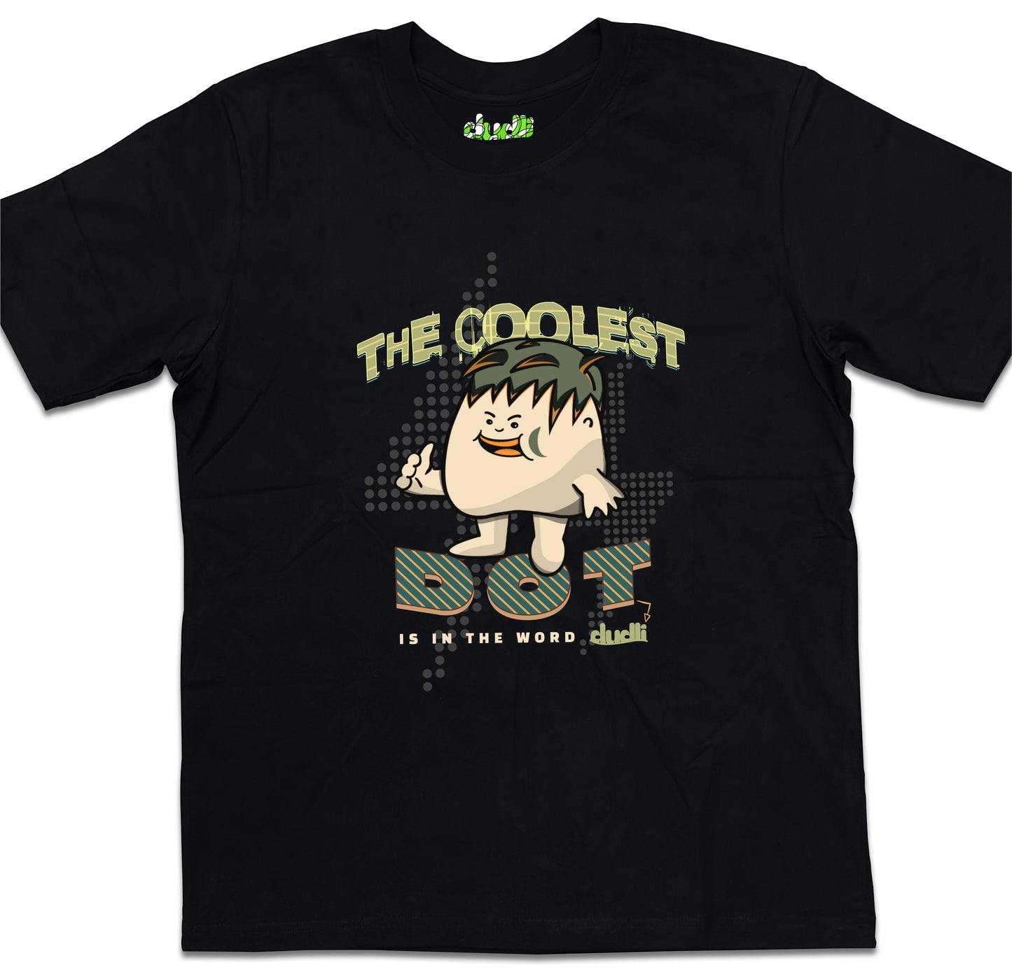 Dudli Playful Graphic Tshirts - The Coolest Dot - Electric Lime - oversized_fit