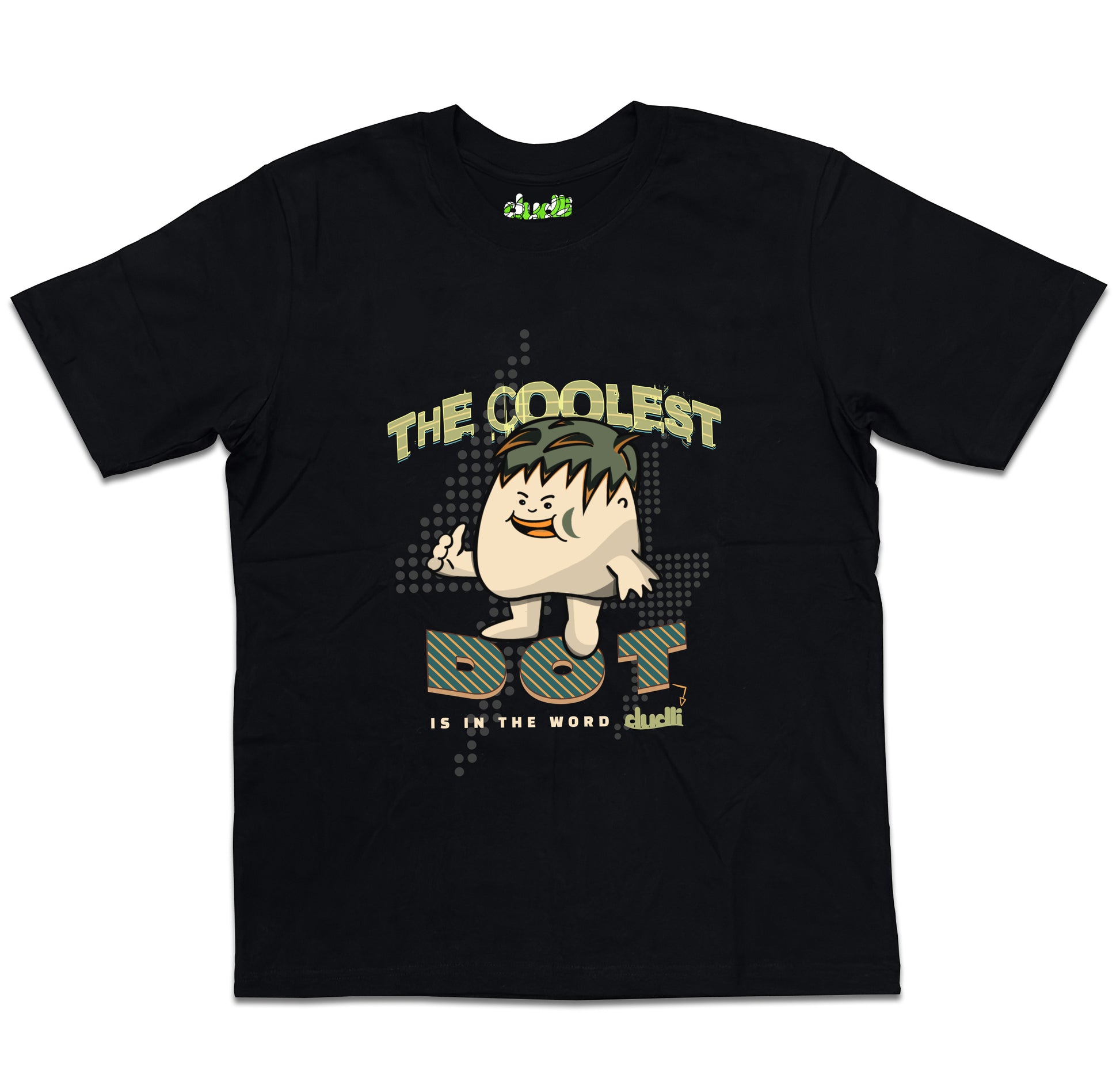 Dudli Playful Graphic Tshirts - The Coolest Dot - Electric Lime - oversized_fit