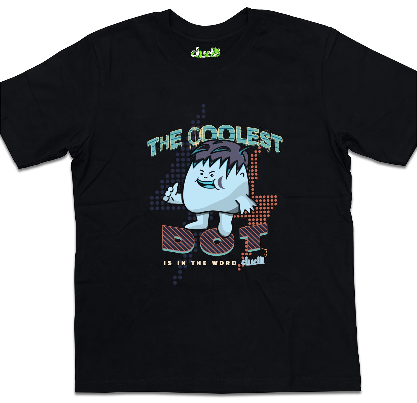 Dudli Playful Graphic Tshirts - The Coolest Dot - Turbo Blue - oversized_fit