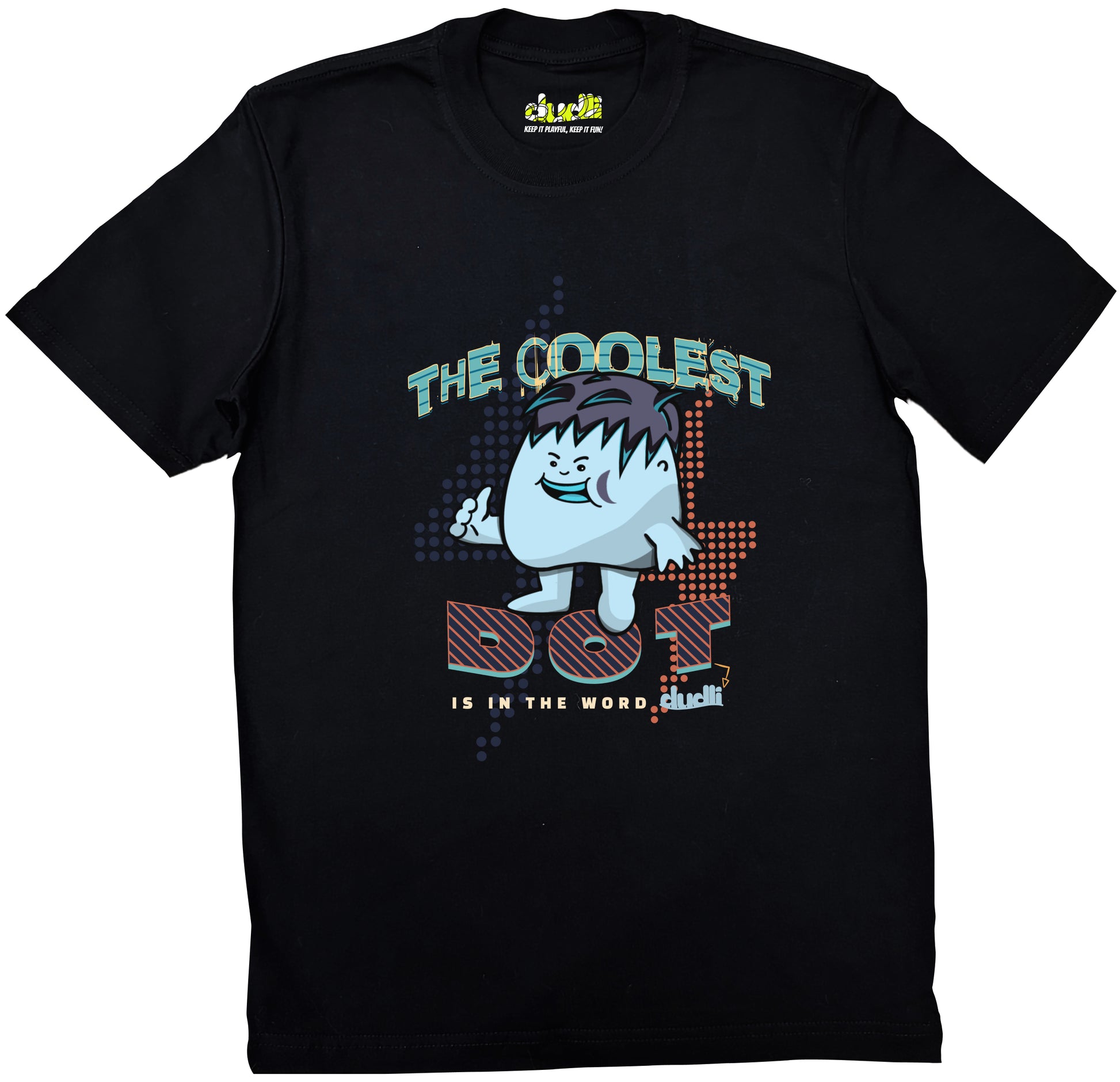 Dudli Playful Graphic Tshirts - The Coolest Dot - Turbo Blue - regular_fit