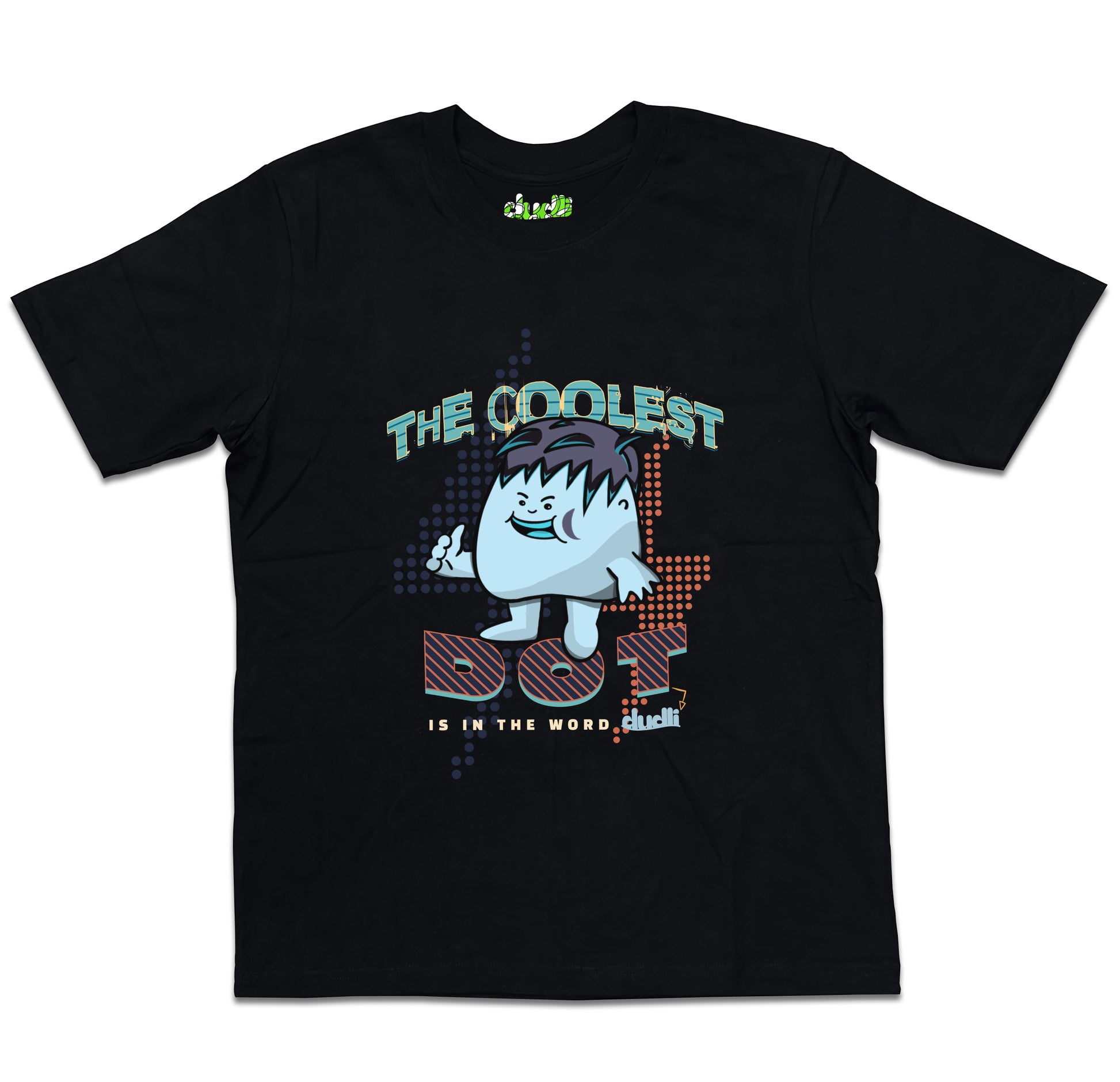 Dudli Playful Graphic Tshirts - The Coolest Dot - Turbo Blue - oversized_fit