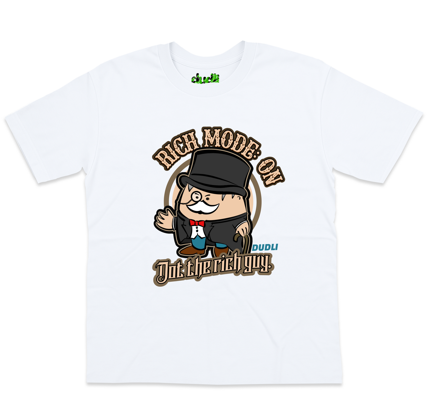 Dudli Graphic Tees - Rich Mode: ON - White oversized_fit