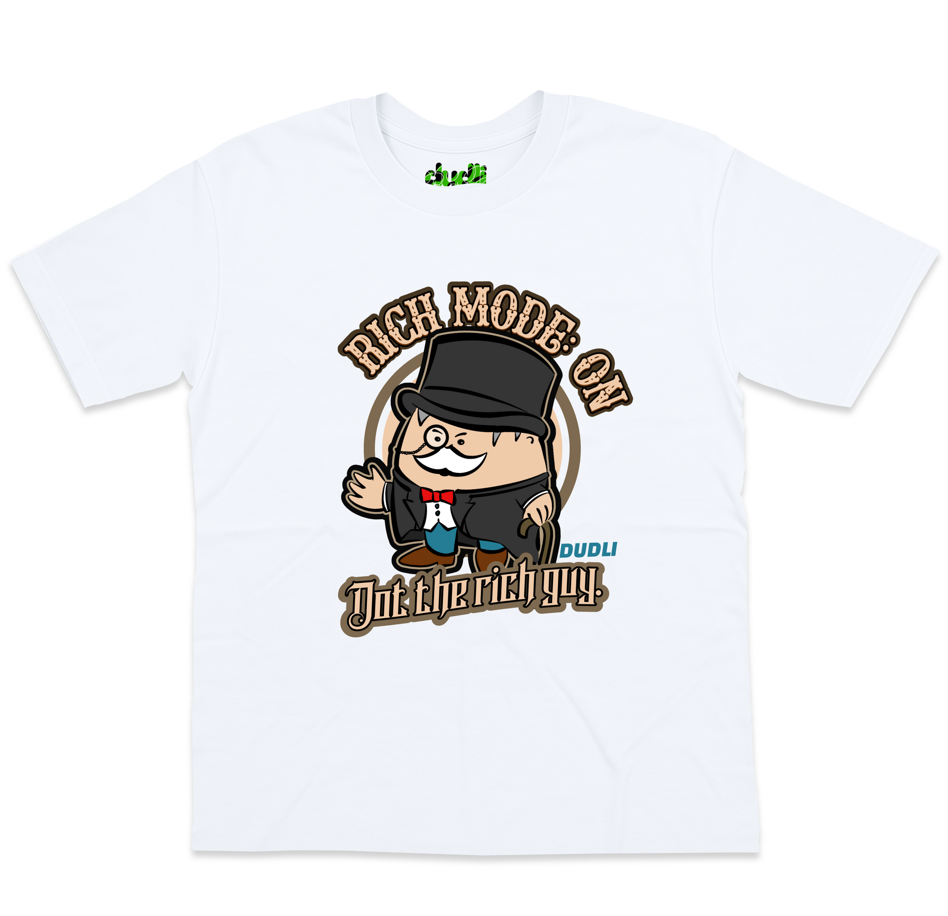 Dudli Graphic Tees - Rich Mode: ON - White oversized_fit