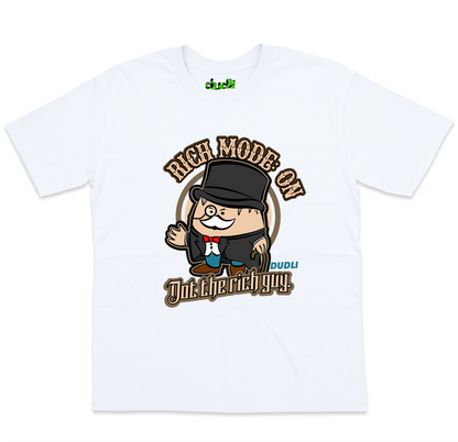 Dudli Graphic Tees - Rich Mode: ON - White oversized_fit