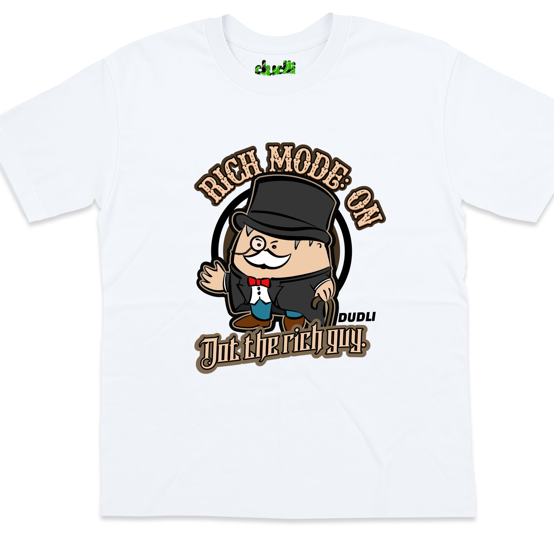 Dudli Graphic Tees - Rich Mode: ON - White oversized_fit