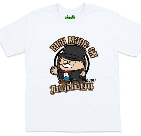 Dudli Graphic Tees - Rich Mode: ON - White oversized_fit