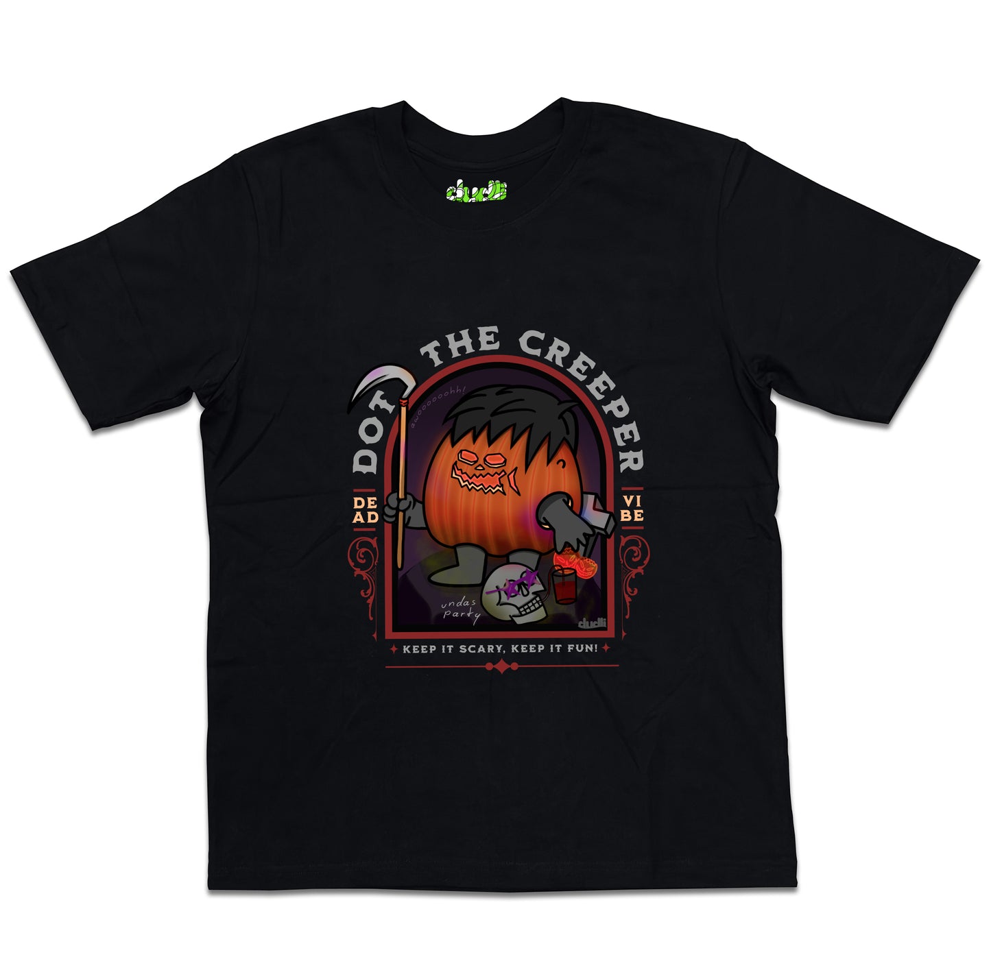 Dudli Graphic Tees - Dot the Creeper - Black - oversized_fit
