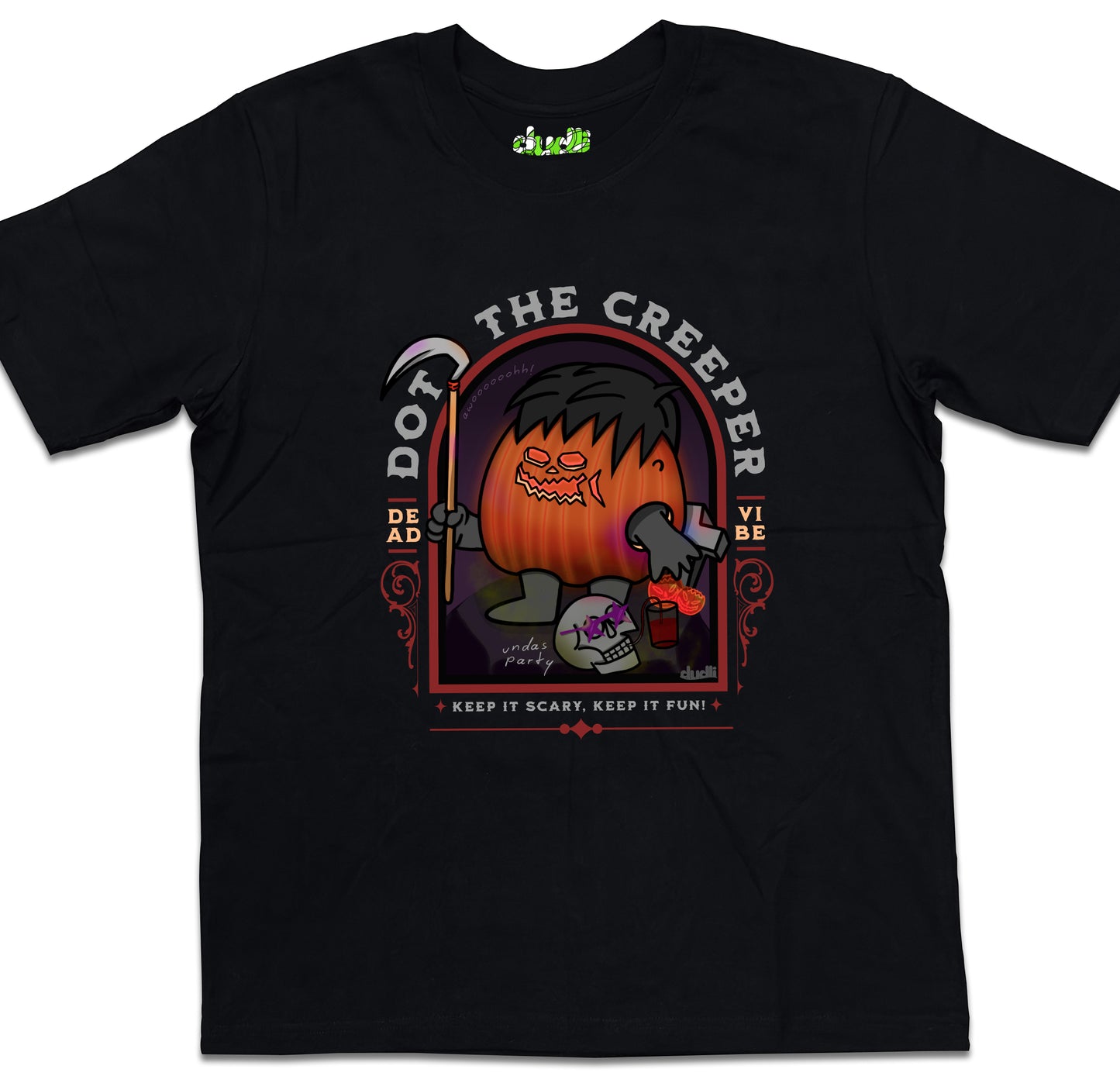 Dudli Graphic Tees - Dot the Creeper - Black - oversized_fit