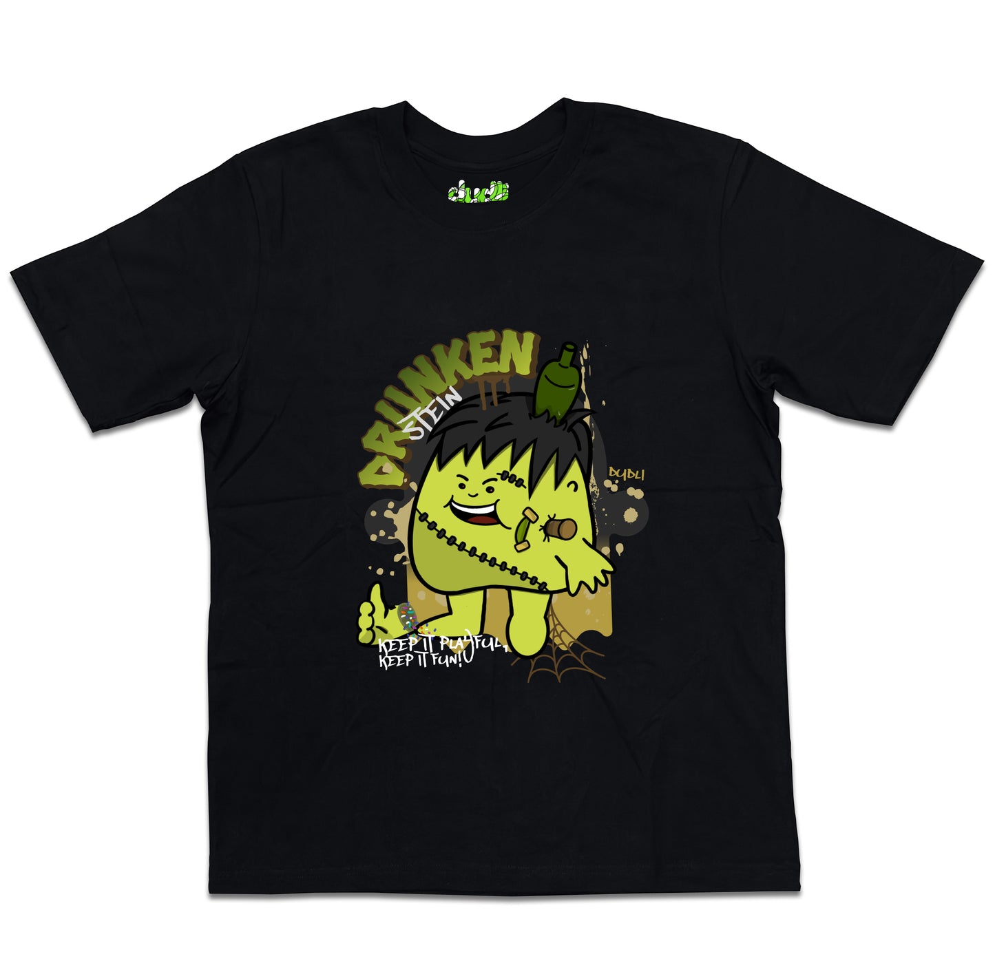 Dudli Graphic Tees - Drunkenstein - Black - oversized_fit