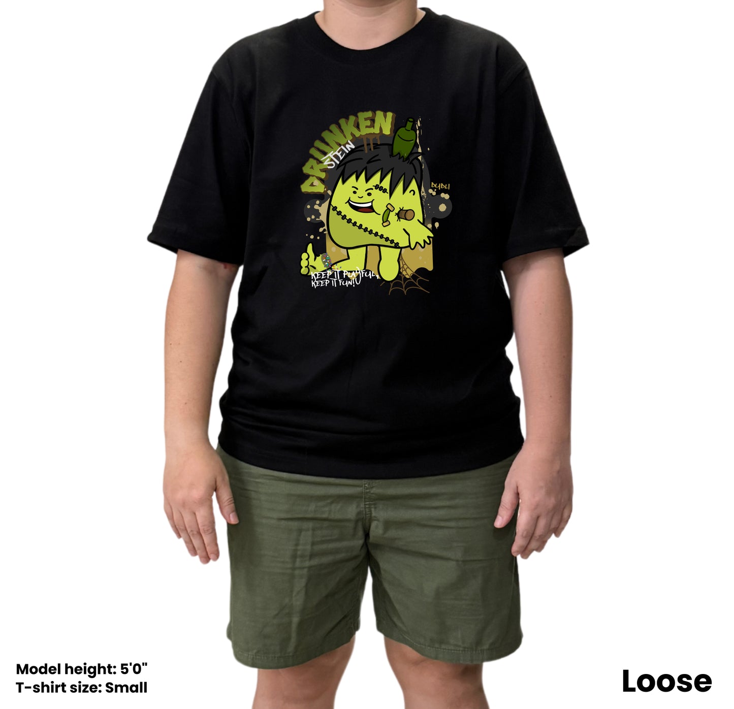 Dudli Graphic Tees - Drunkenstein - Black - oversized_fit