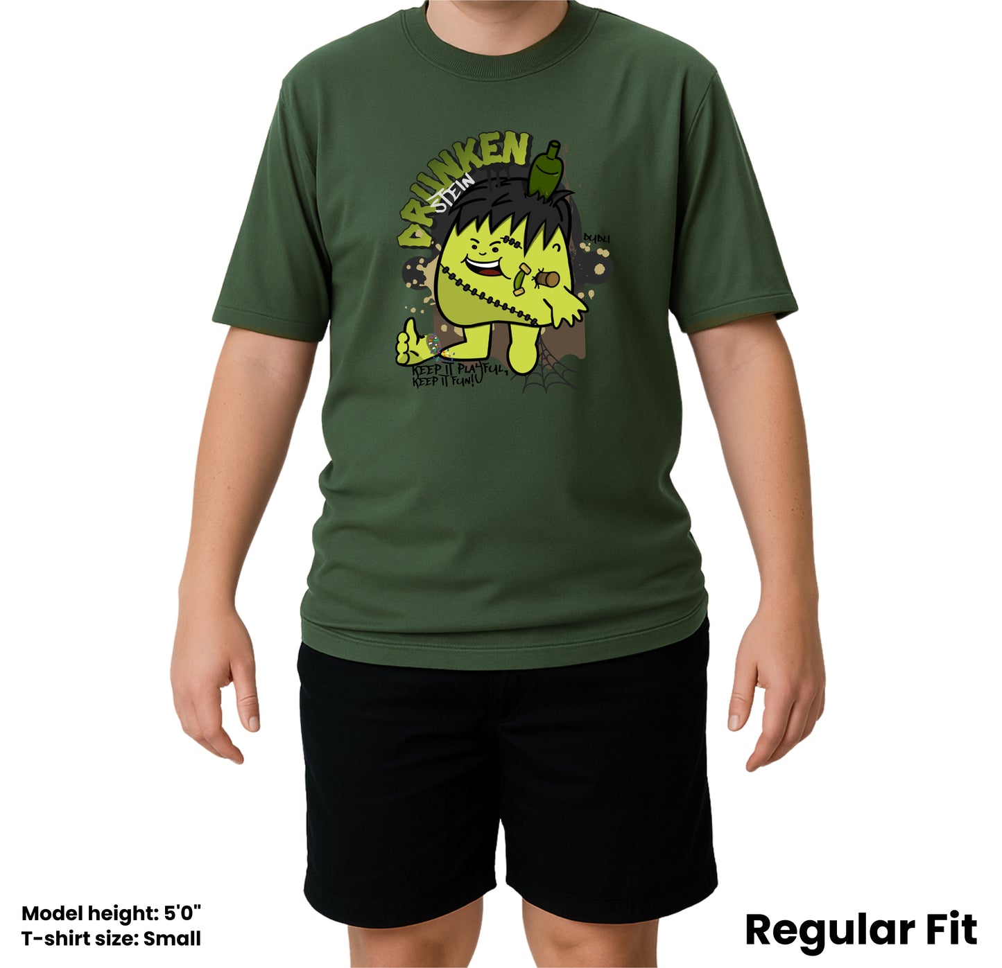 Dudli Playful Graphic Tshirts Drunkenstein - Moss - regular_fit