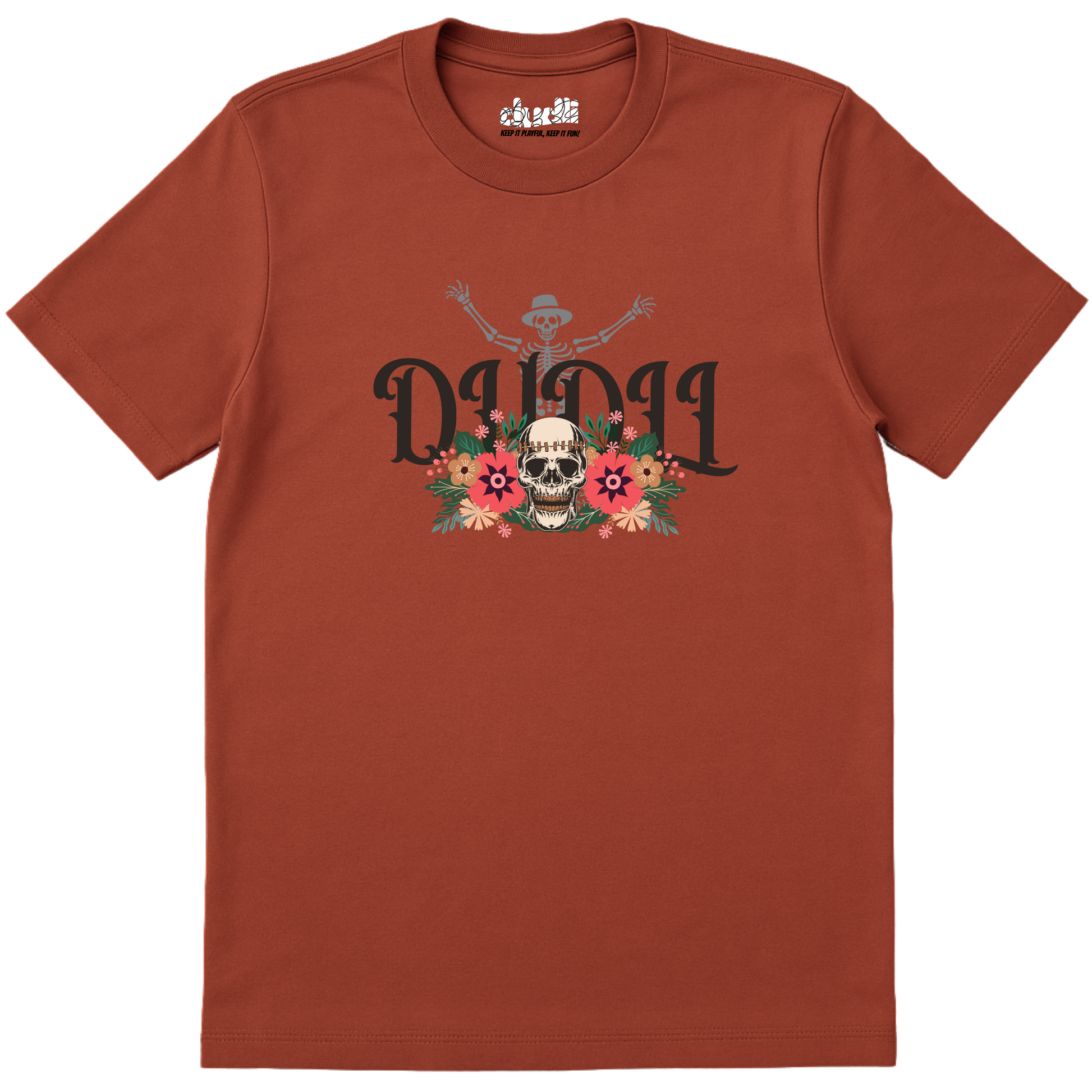 Dudli Graphic Tees Dudlify - Skull - Brick - regular_fit