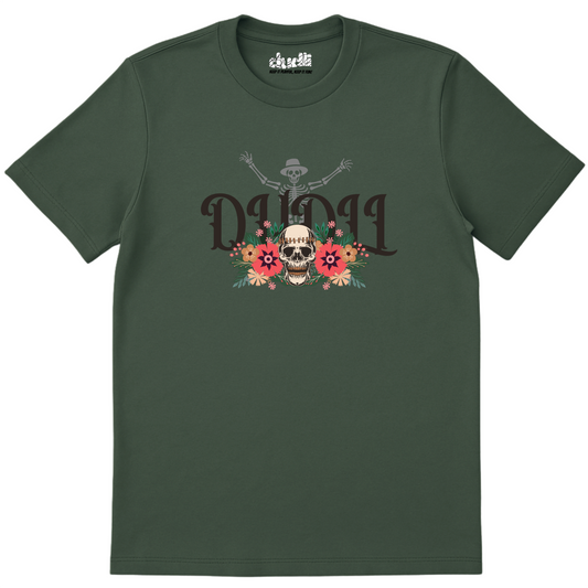 Dudli Playful GraphicT shirts Dudlify - Skull - Moss - regular_fit