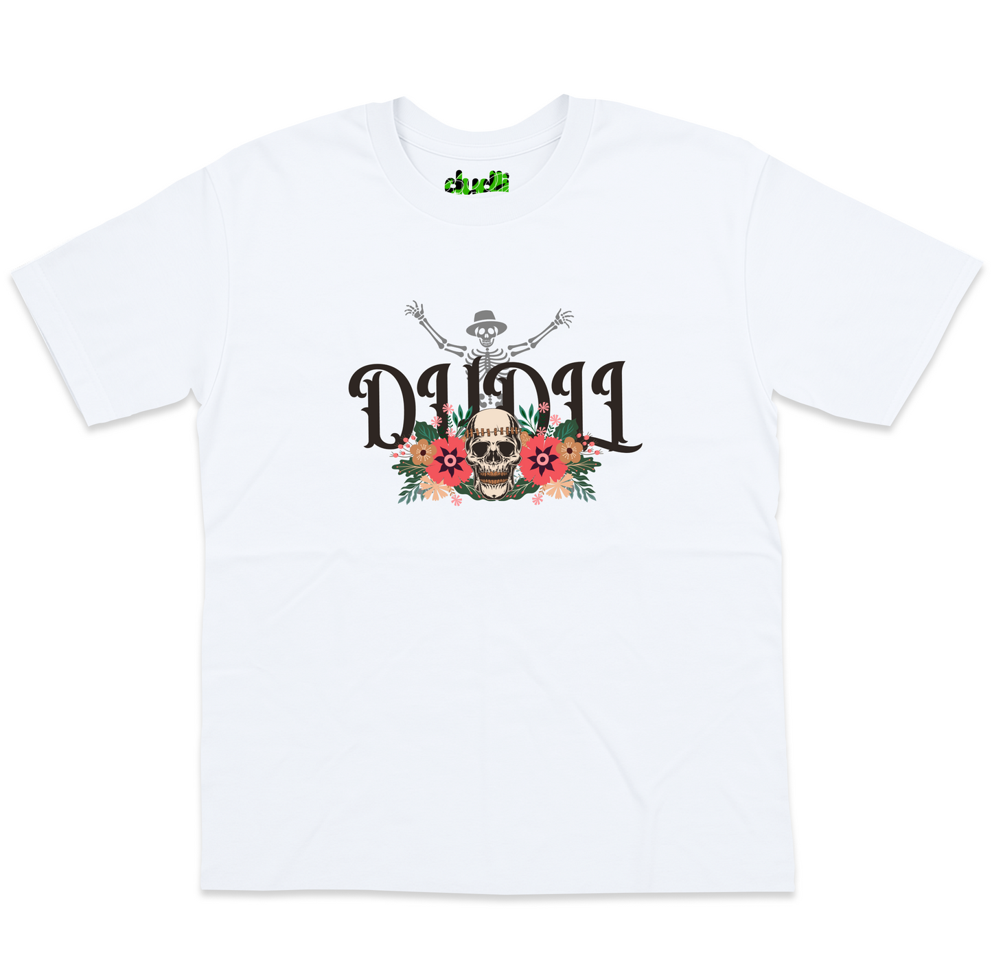 Dudli Graphic Tees - Dudlify - Skull - White - oversized_fit