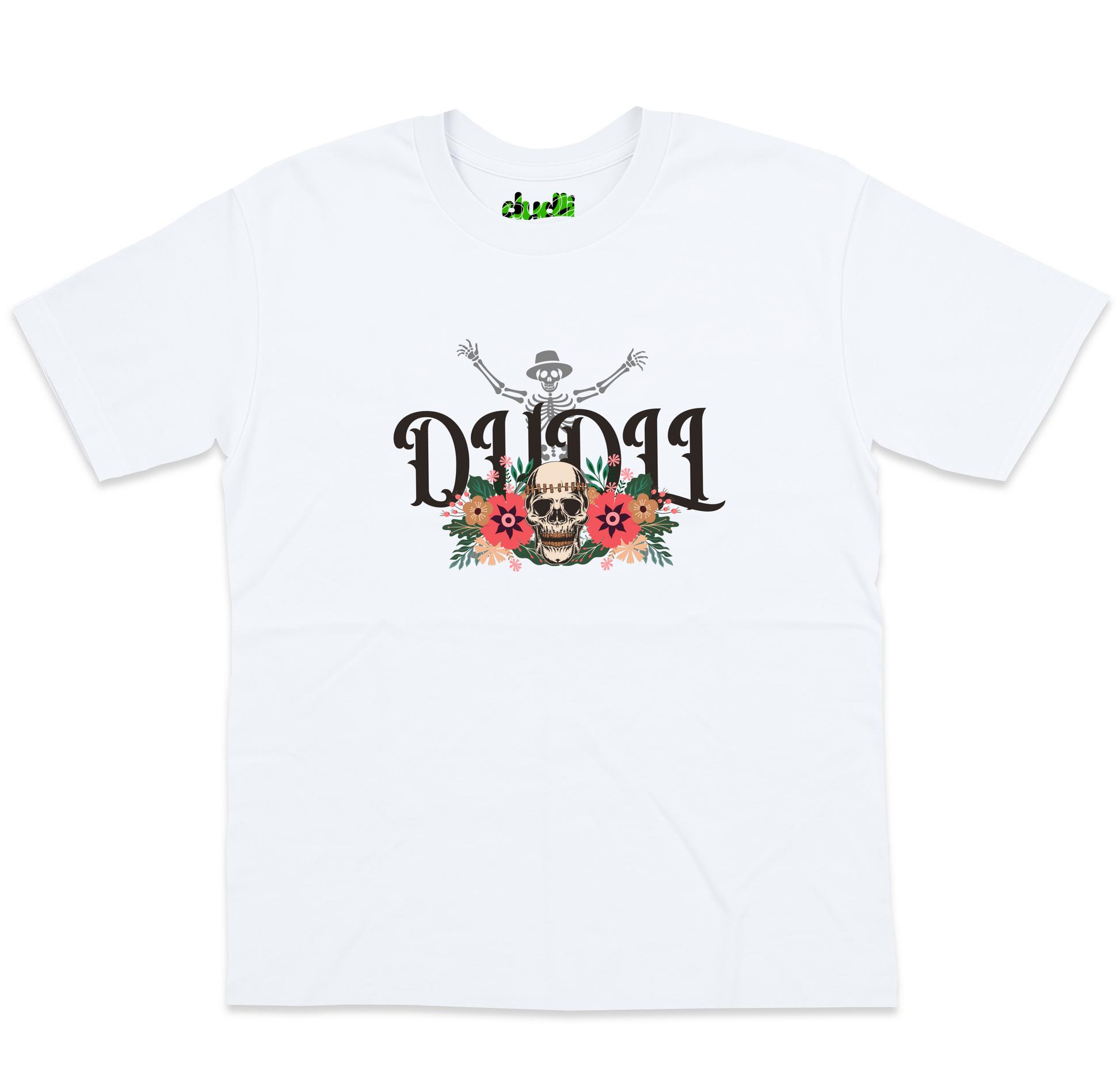 Dudli Graphic Tees - Dudlify - Skull - White - oversized_fit