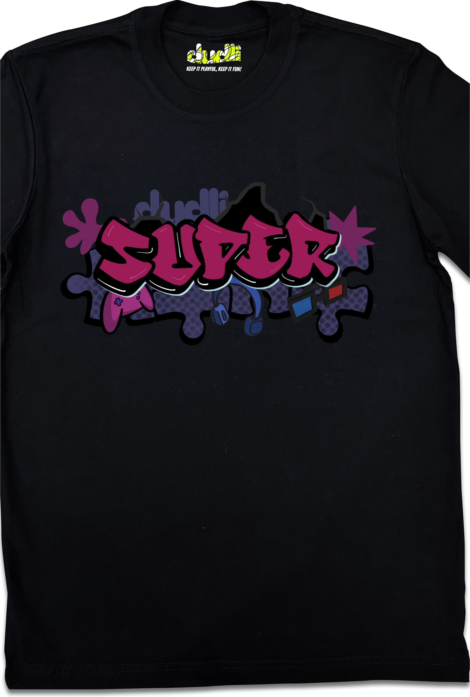 Dudli Playful Graphic Tshirts - Graffitti - SUPER - Bubble Gum - product_card