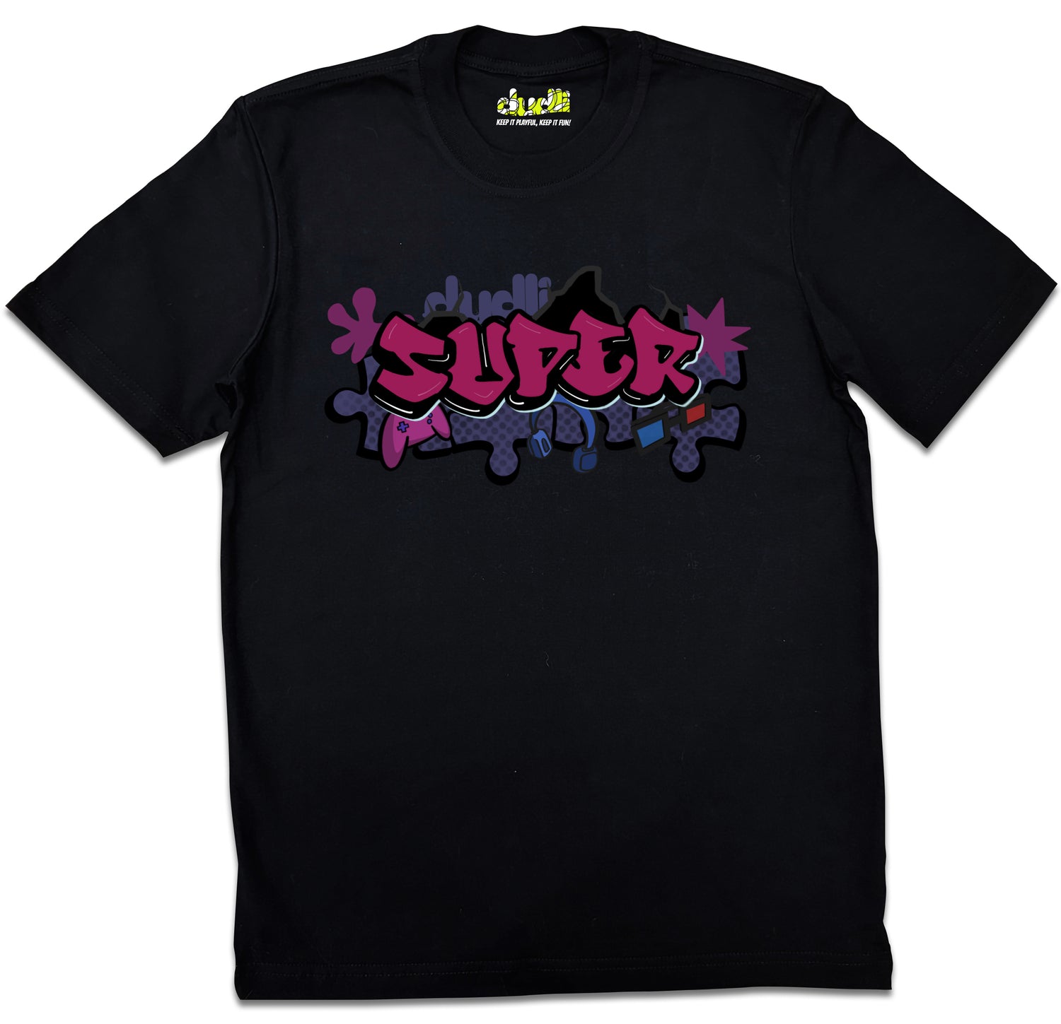 Dudli Playful Graphic Tshirts - Graffitti - SUPER - Bubble Gum - regular_fit
