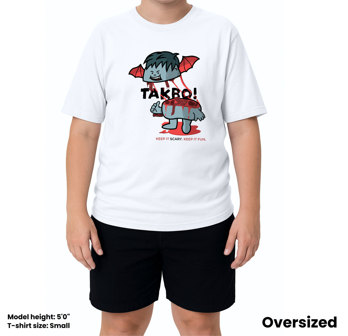 Dudli Graphic Tees Takbo! - White - oversized_fit