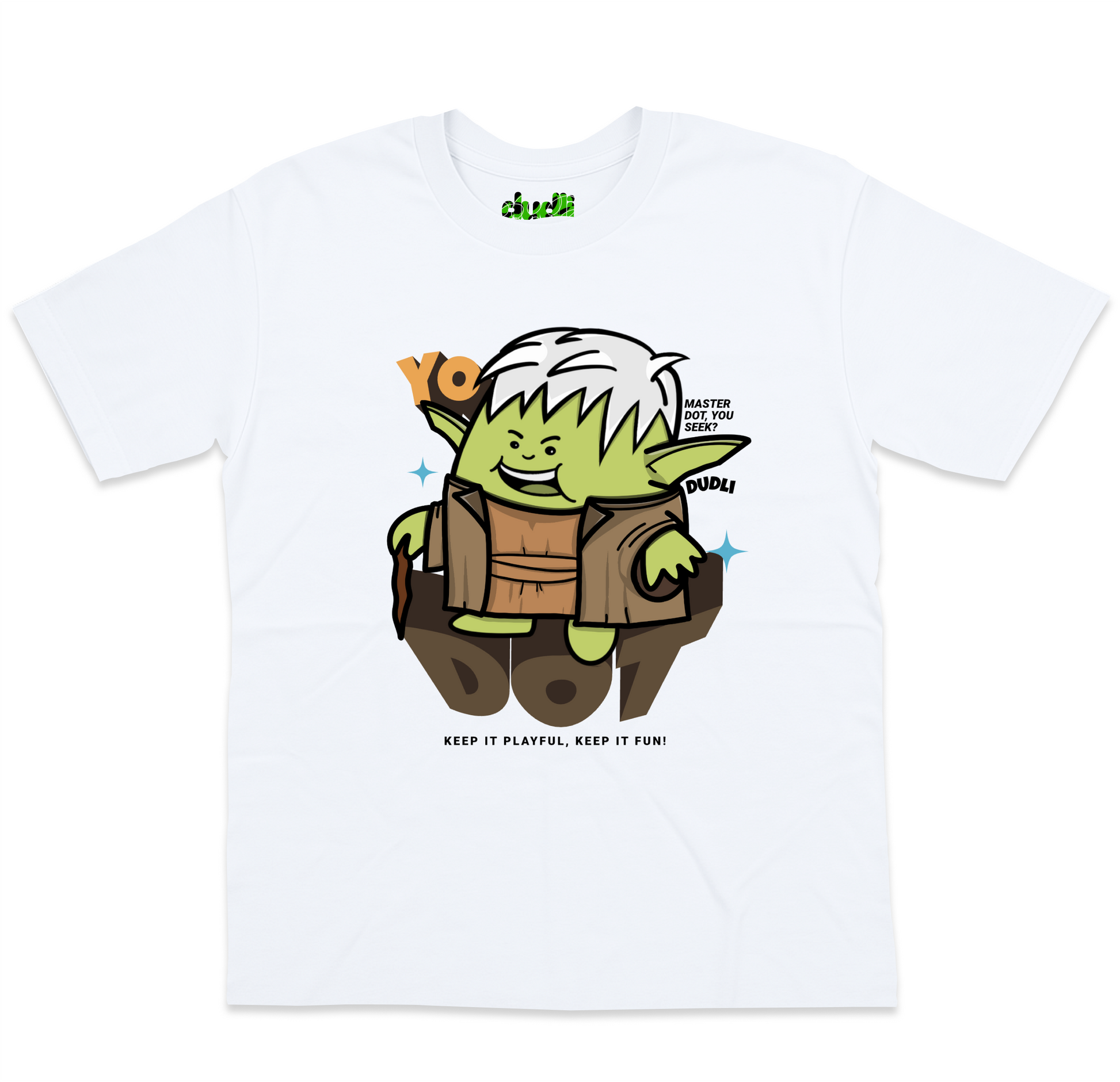 Dudli Graphic Tees YoDot - White - oversized_fit