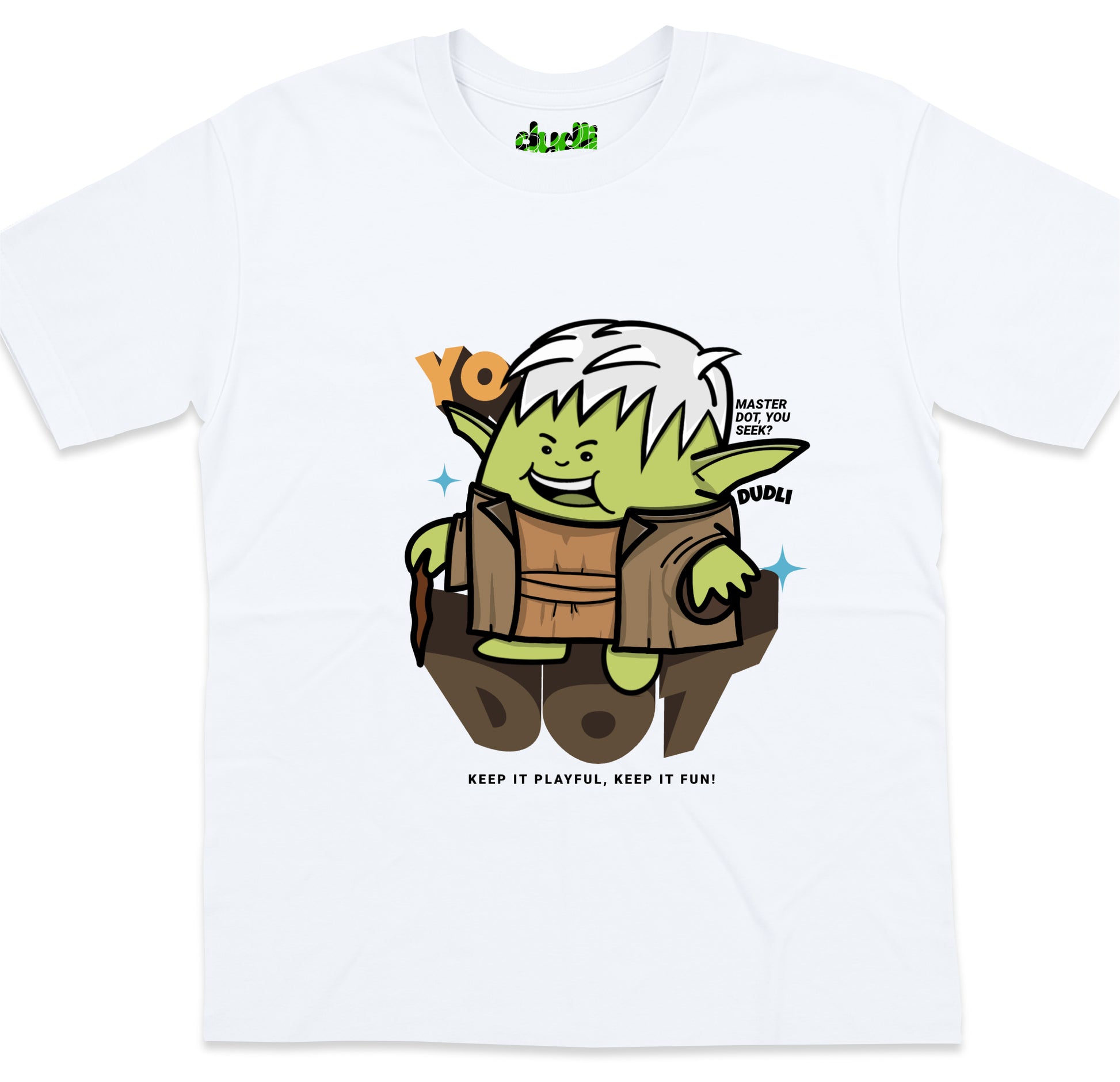 Dudli Graphic Tees YoDot - White - oversized_fit