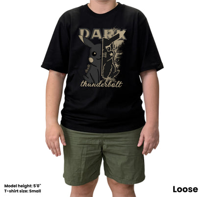 Dudli Playful Graphic Tshirts - Dark - Dark Thunderbolt - Shadow - model front - oversized_fit