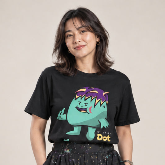 Dudli Playful Graphic Tshirts - Dot Lab Wizard Dot - Black - regular_fit oversized_fit