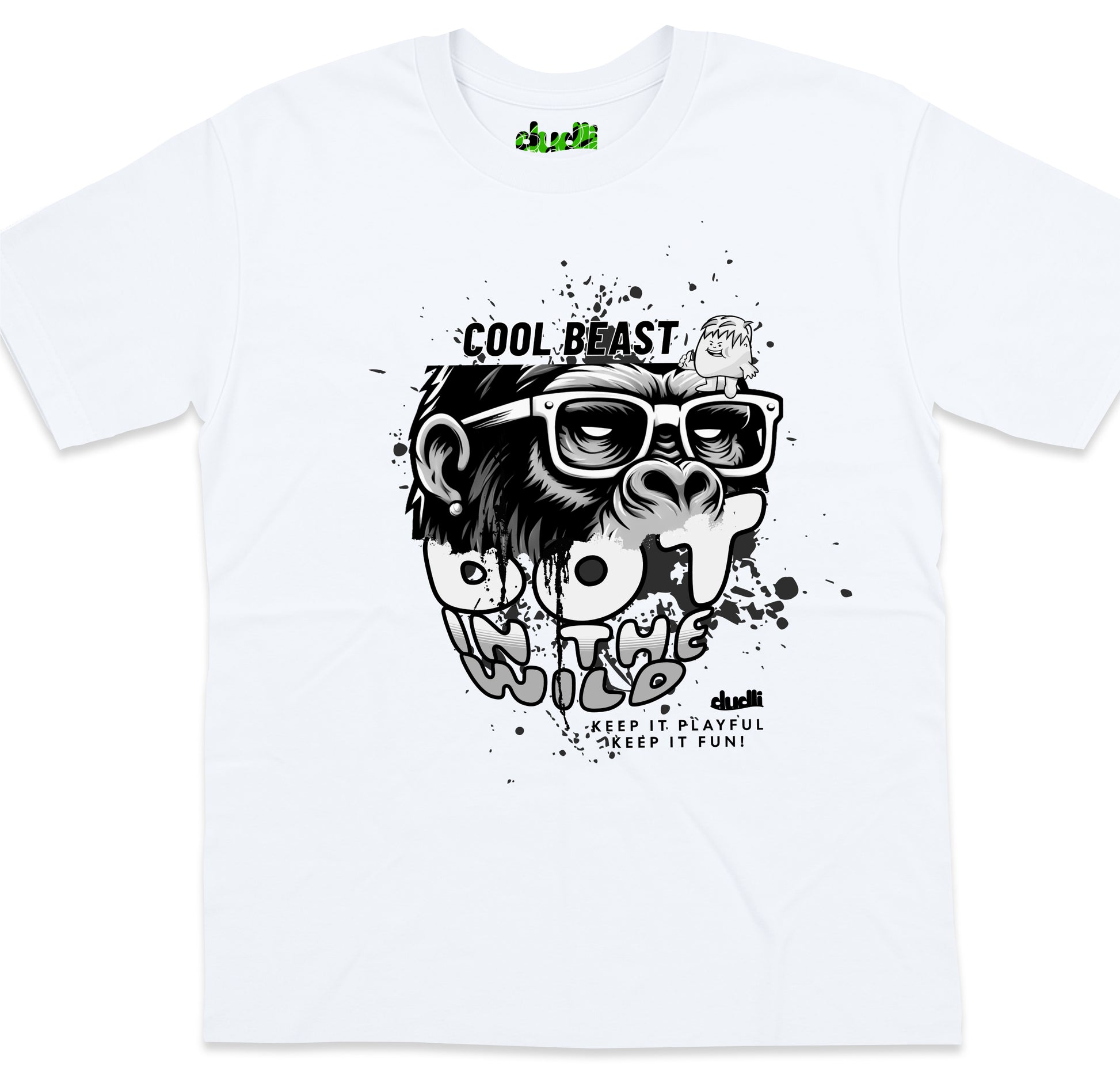 Dudli Graphic Tees Cool Beast Mono - White - oversized_fit