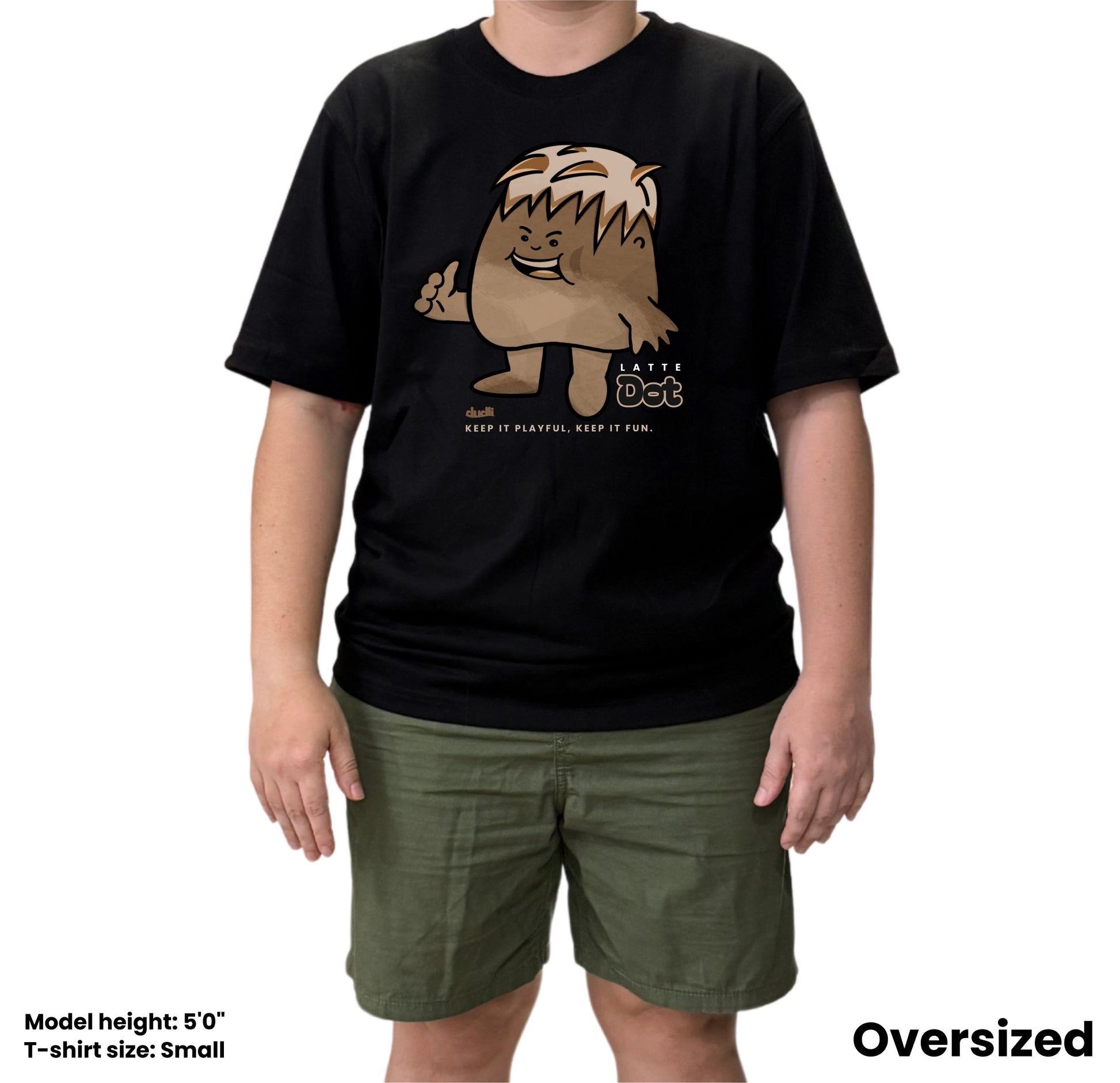Dudli Playful Graphic Tshirts - Dot Lab Latte Dot - oversized_fit