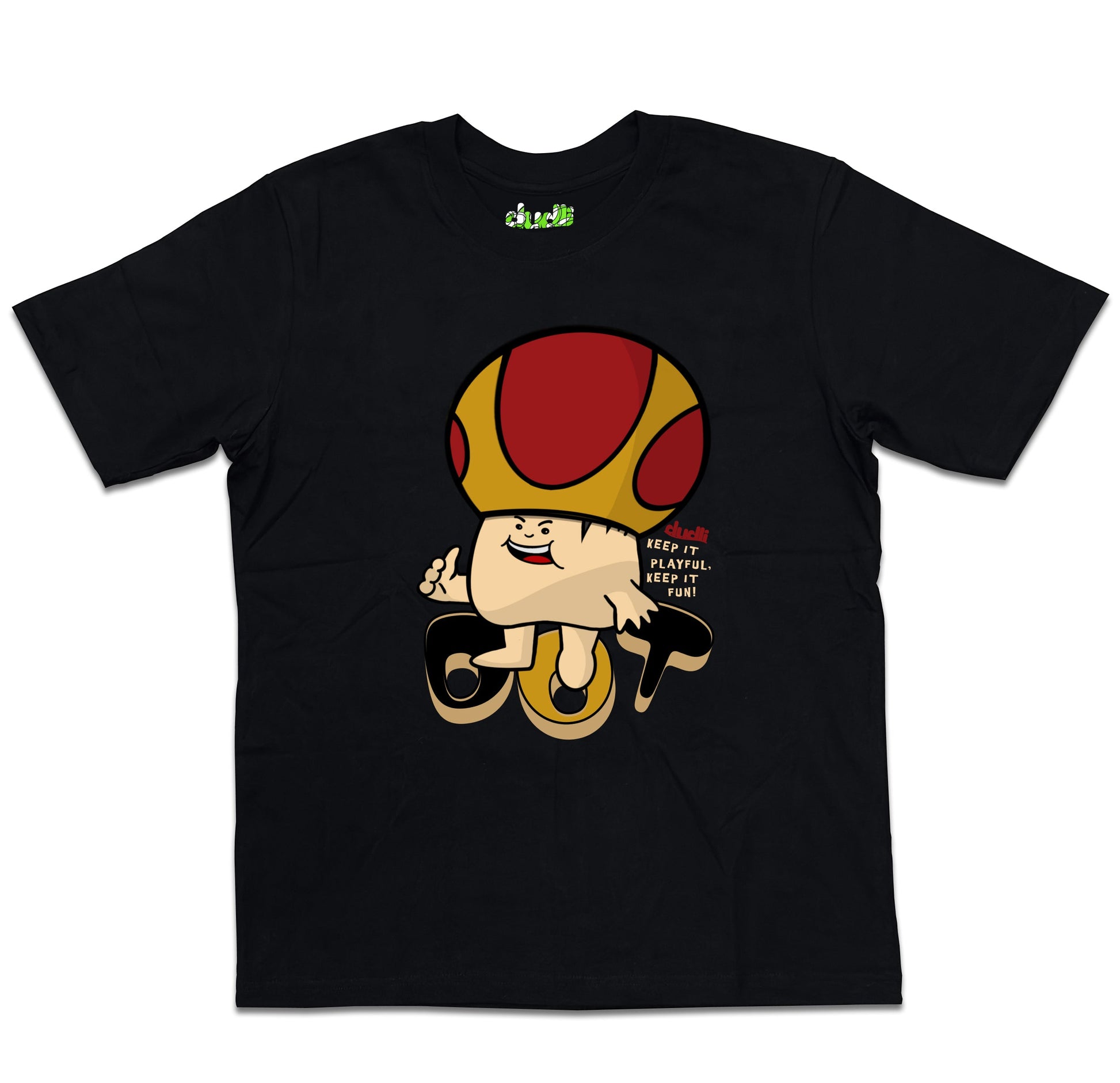 Dudli Playful Graphic Tshirts - Dot Lab Mush Dot - Jump | Black - oversized_fit