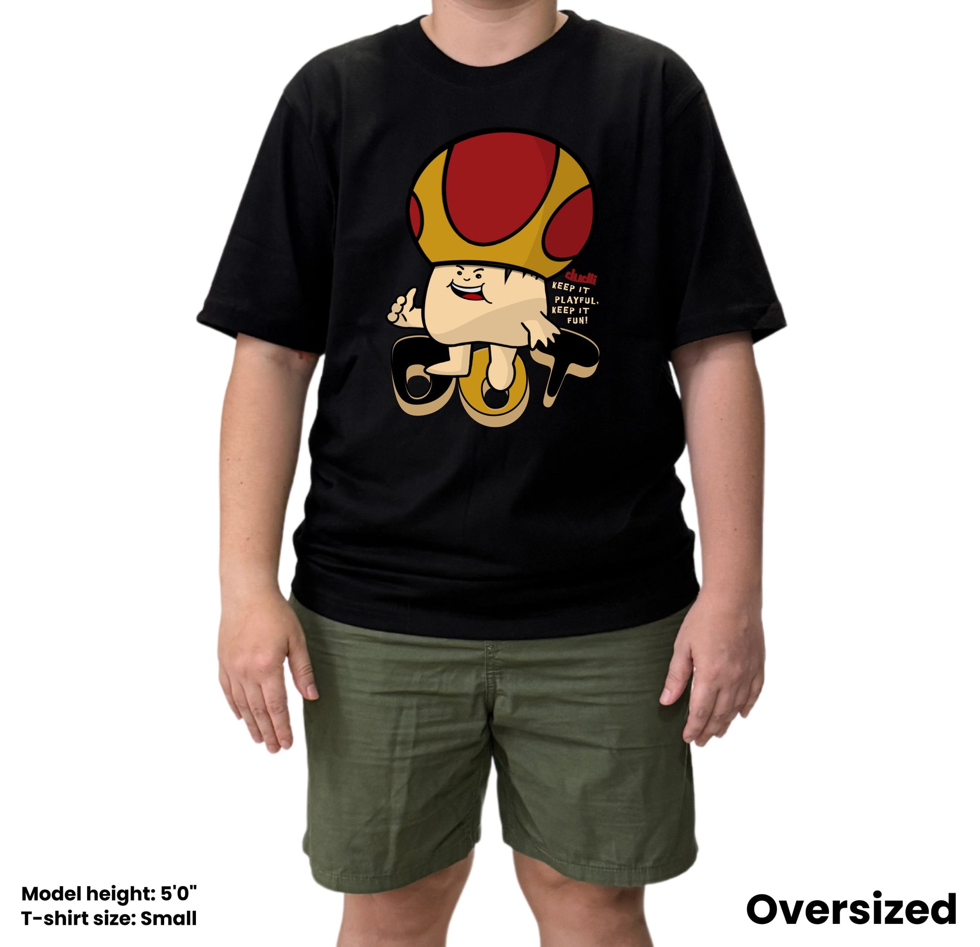 Dudli Playful Graphic Tshirts - Dot Lab Mush Dot - Jump | Black - oversized_fit