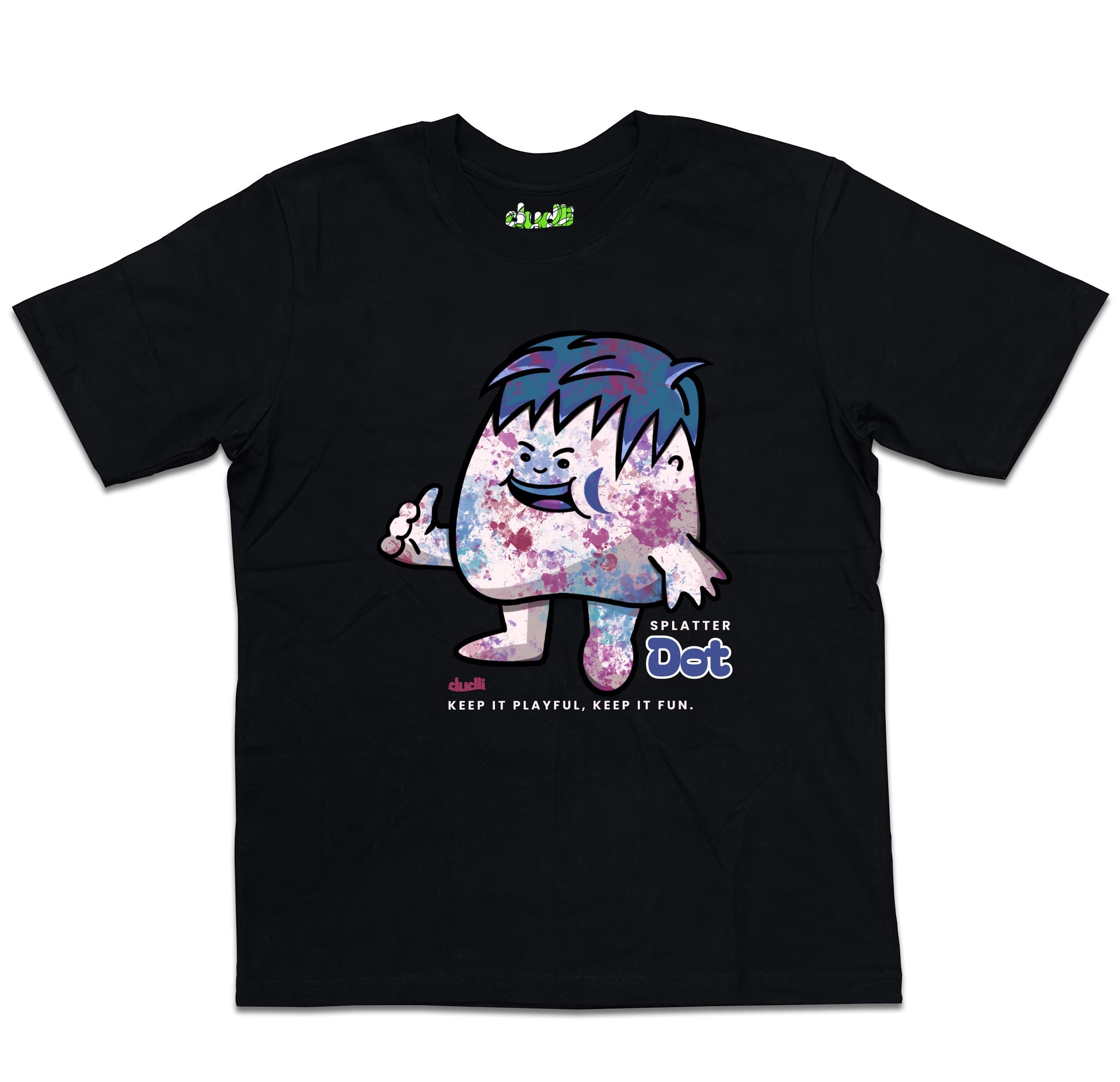 Dudli Playful Graphic Tshirts - Dot Lab Splatter Dot - Black - oversized_fit