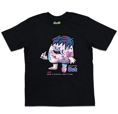 Dudli Playful Graphic Tshirts - Dot Lab Splatter Dot - Black - oversized_fit