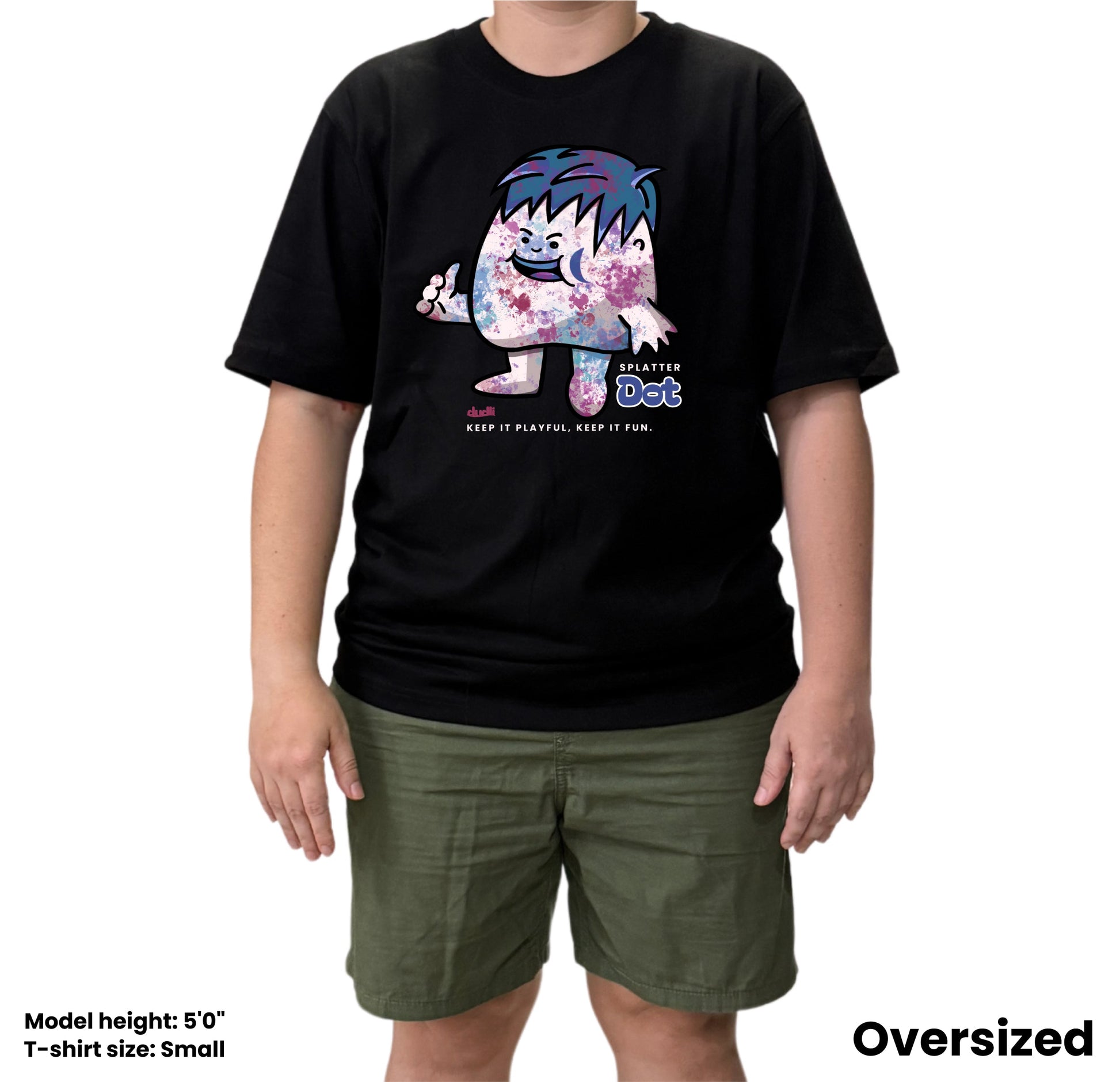 Dudli Playful Graphic Tshirts - Dot Lab Splatter Dot - Black - oversized_fit