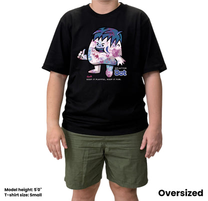 Dudli Playful Graphic Tshirts - Dot Lab Splatter Dot - Black - oversized_fit